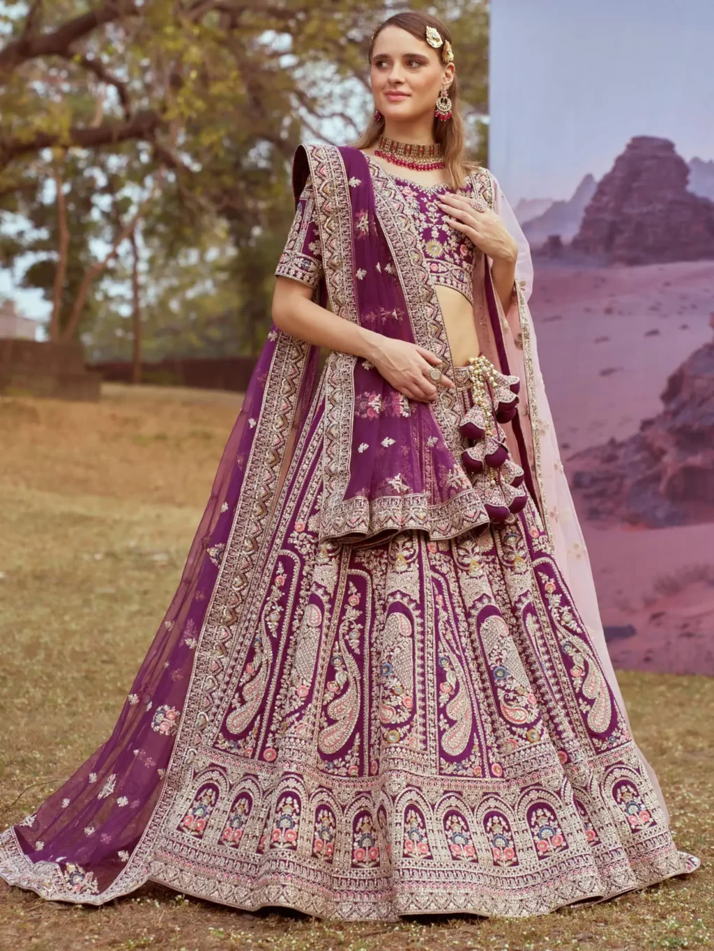 Purple Pure Luxe Designer SemiStitched Lehenga Choli