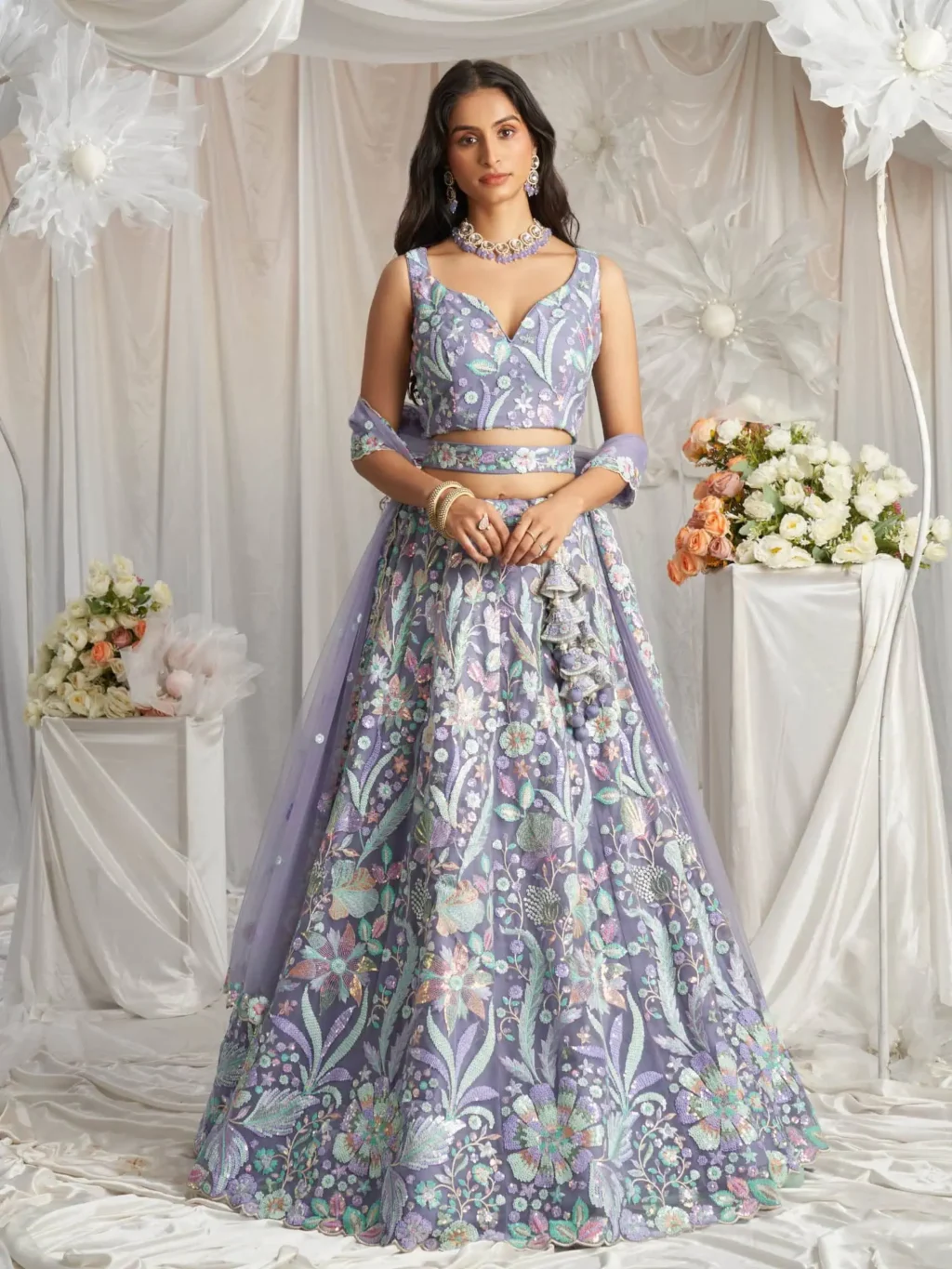 Mauve Luxe Designer SemiStitched Lehenga Choli product image