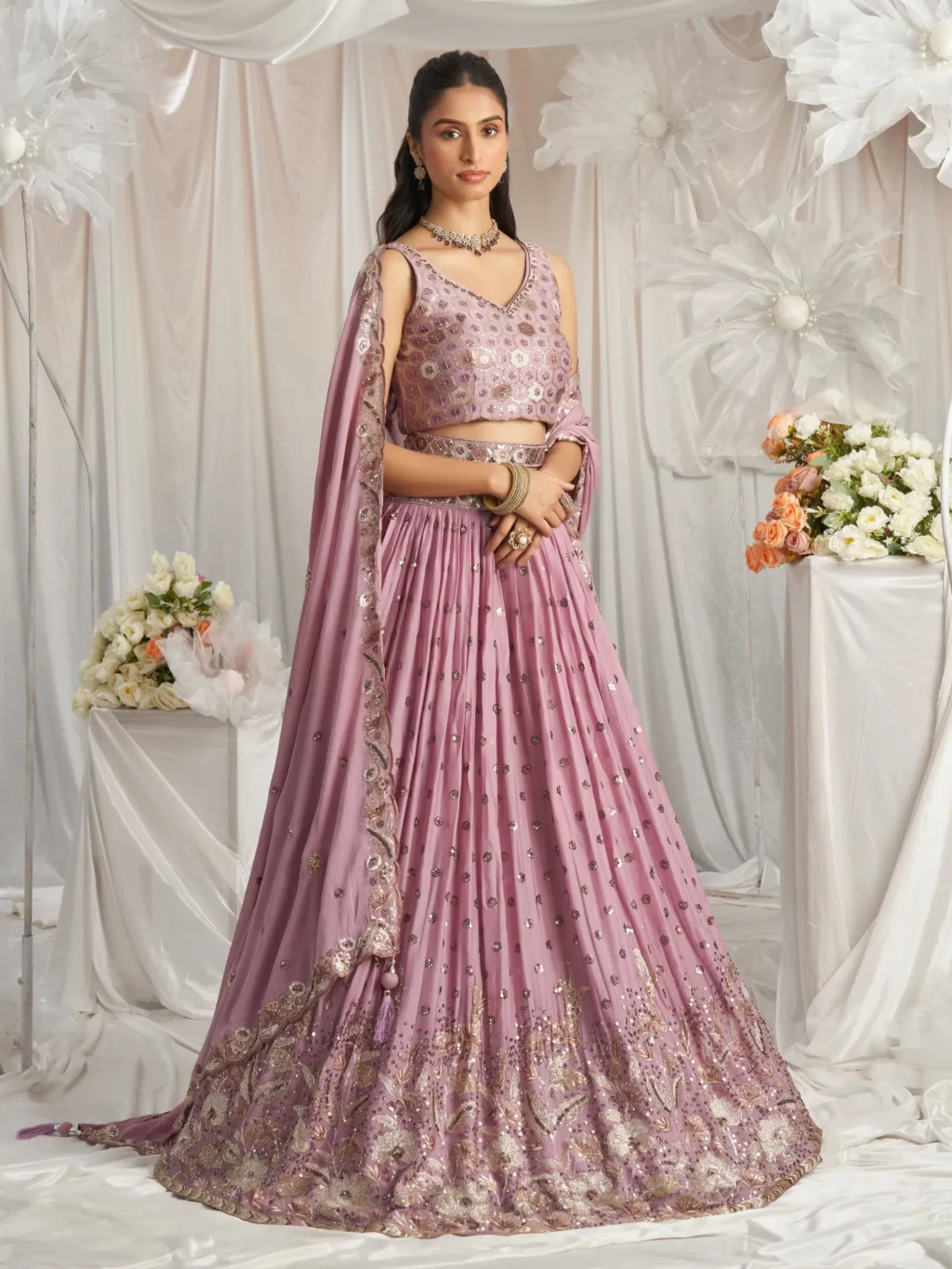Lavender Luxe Designer SemiStitched Lehenga Choli
