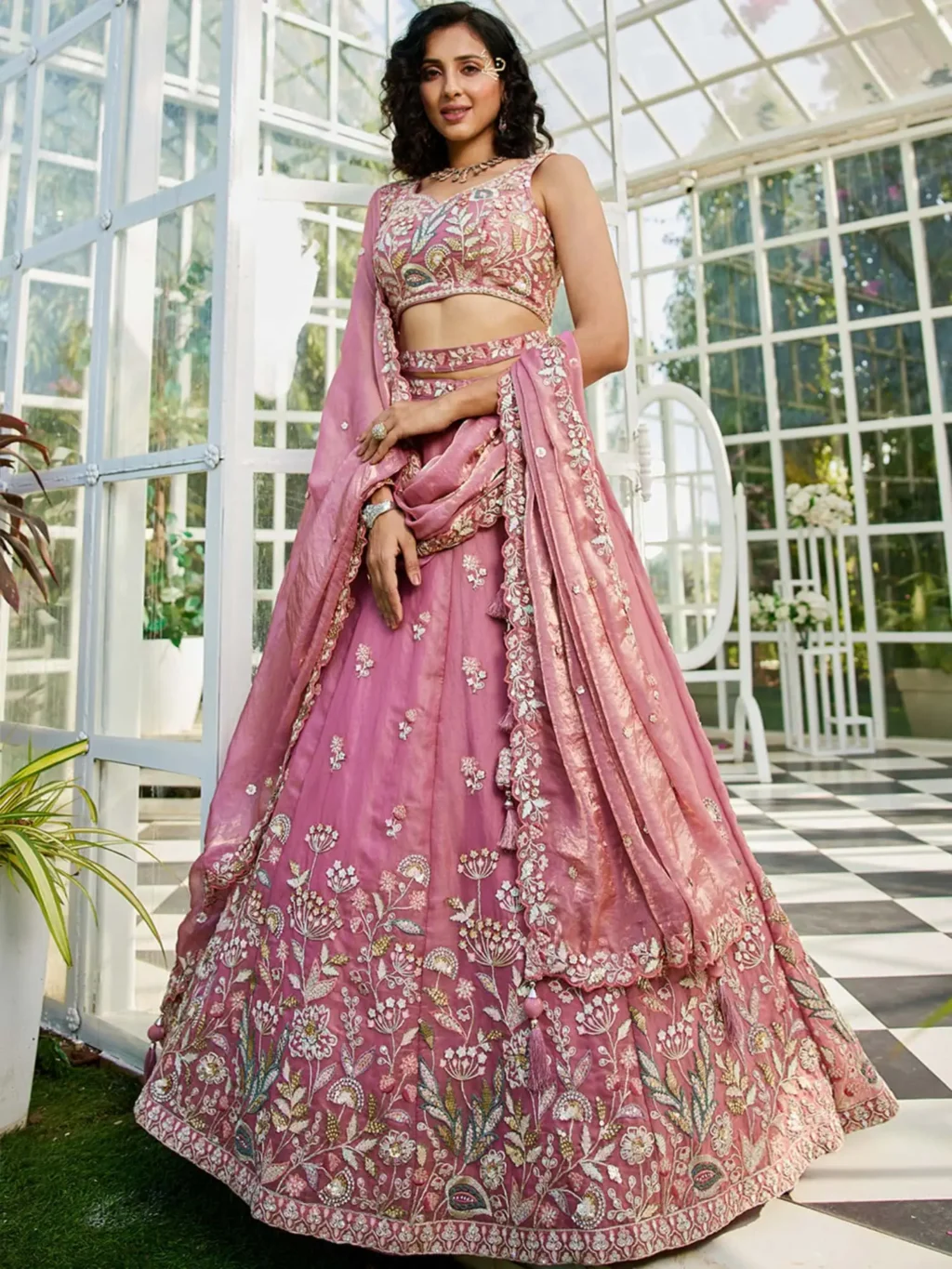 Pink Colour Luxe Designer SemiStitched Lehenga Choli in PINK color