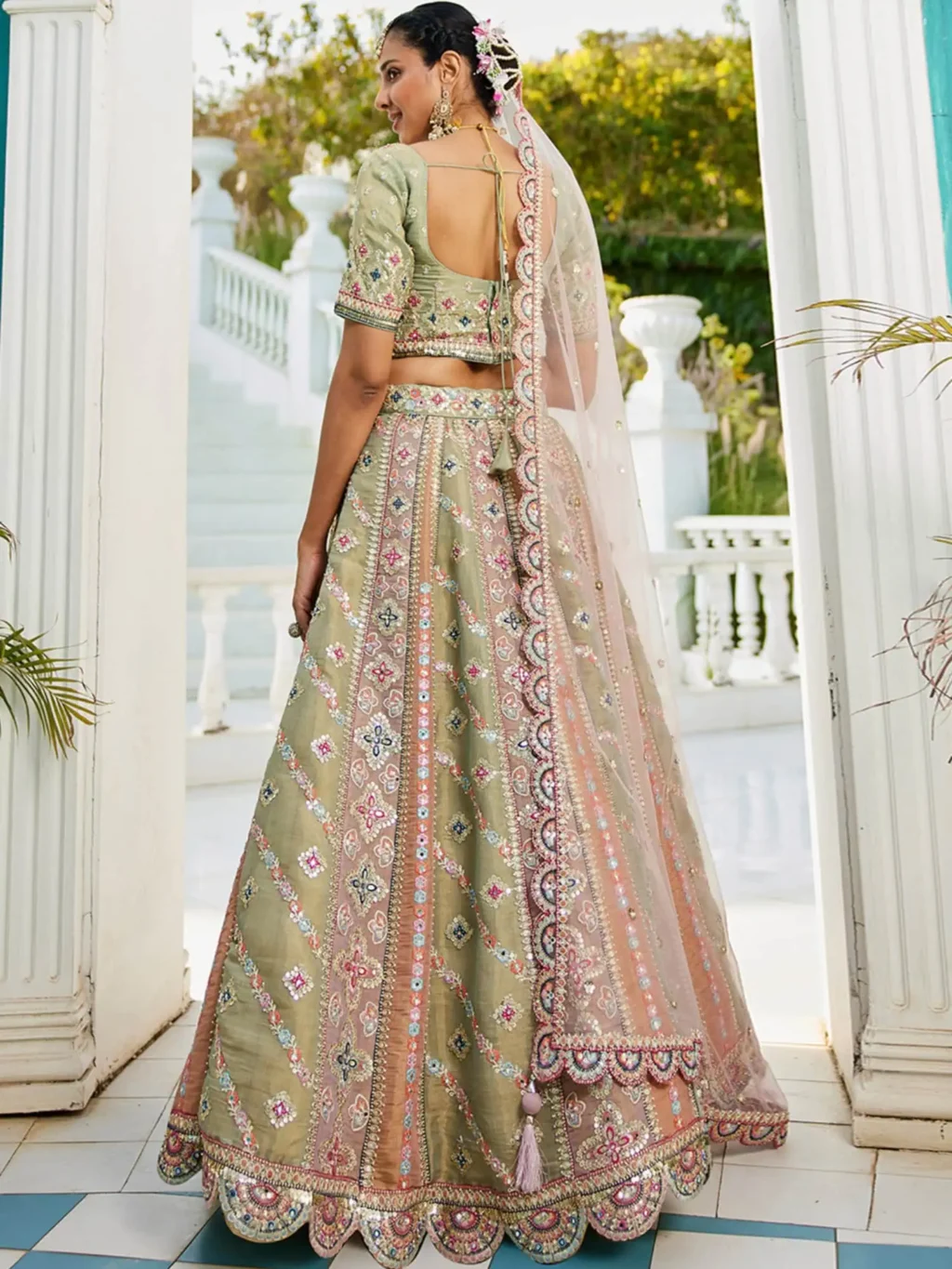 Multi Colour Bridel Luxe Designer SemiStitched Lehenga Choli - Image 2