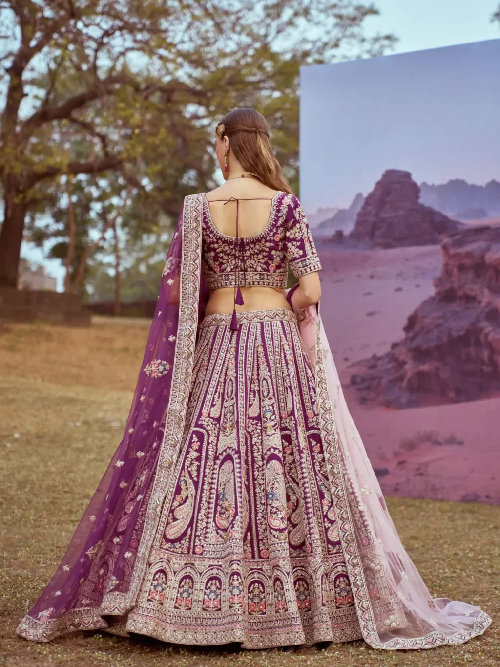 Purple Pure Luxe Designer SemiStitched Lehenga Choli - Image 2