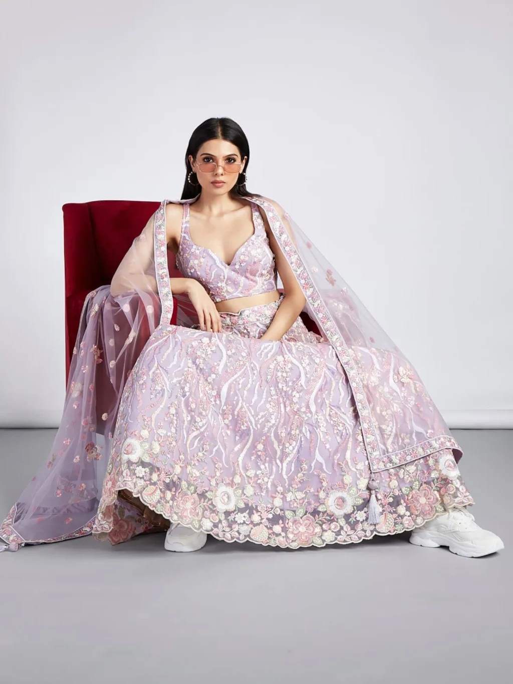 Mauve Luxe Designer SemiStitched Lehenga Choli - Image 3