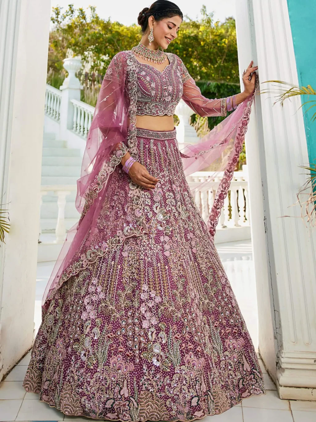 Lavender Luxe Designer SemiStitched Lehenga Choli - Image 3