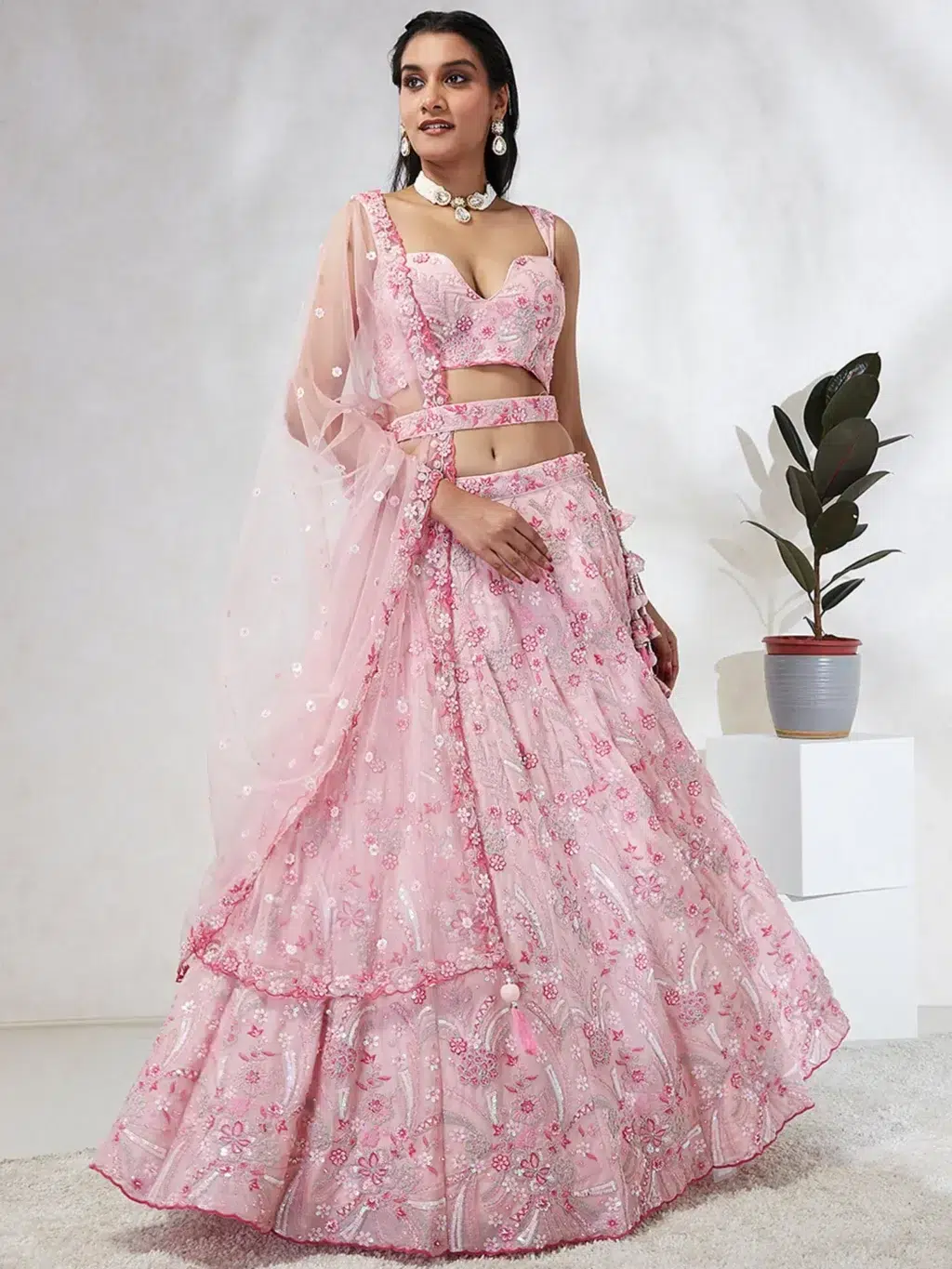 Pink Luxe Designer SemiStitched Lehenga Choli - Image 3