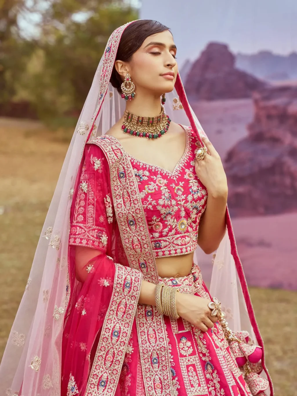 Pink Pure Luxe Designer SemiStitched Lehenga Choli - Image 3