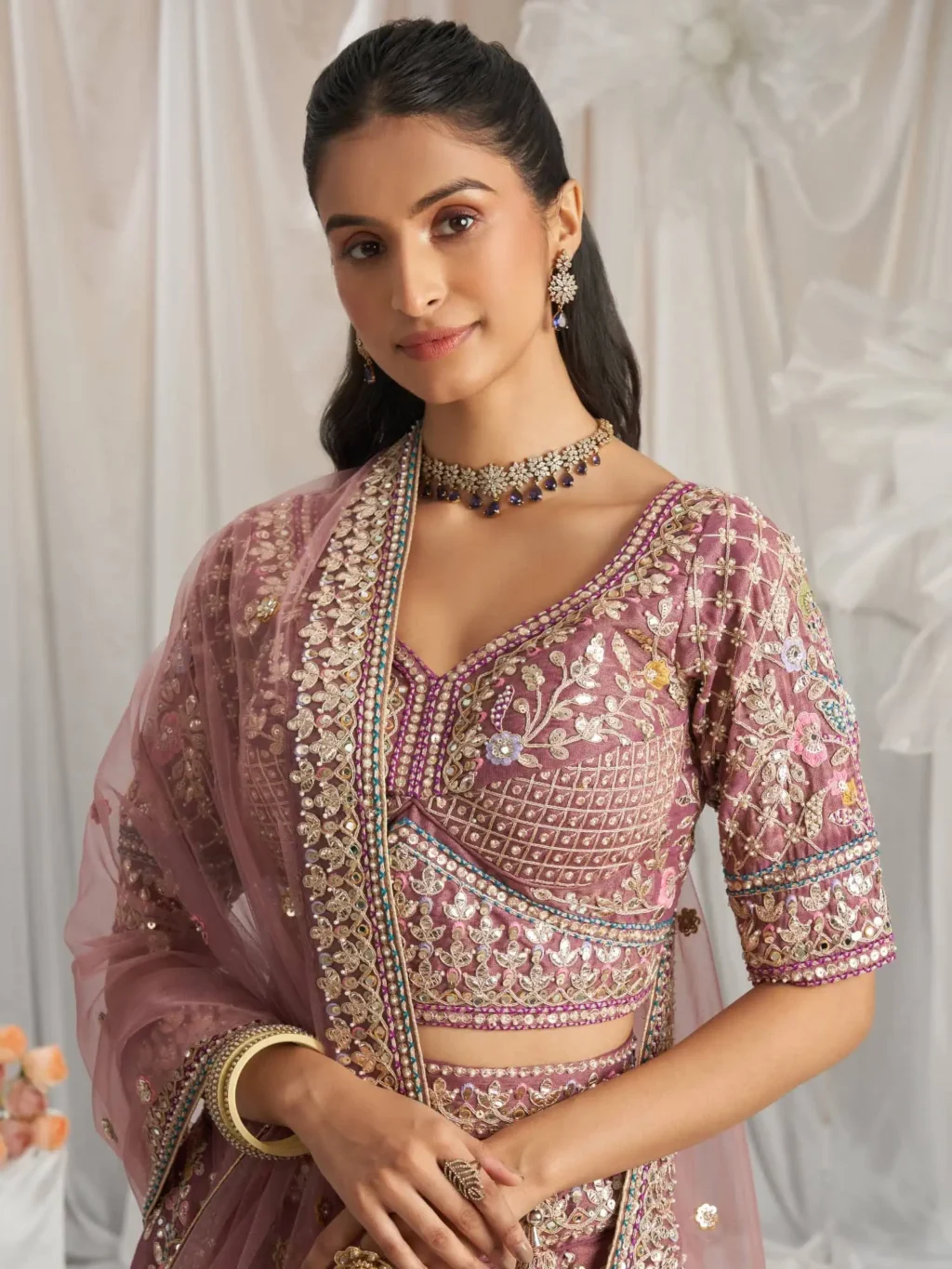 Lavender Bridel Luxe Designer SemiStitched Lehenga Choli - Image 4