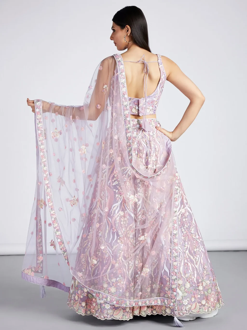Mauve Luxe Designer SemiStitched Lehenga Choli - Image 4