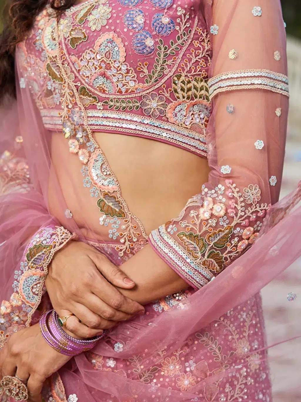 Pink Luxe Designer SemiStitched Lehenga Choli - Image 4