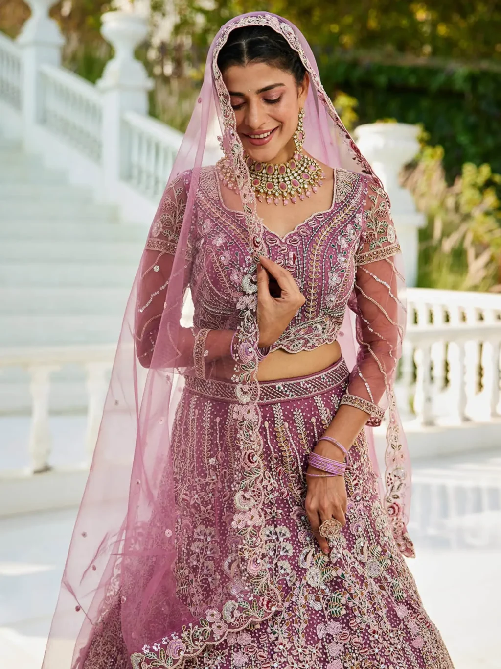Lavender Luxe Designer SemiStitched Lehenga Choli - Image 4