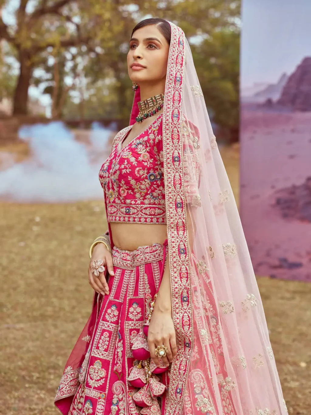 Pink Pure Luxe Designer SemiStitched Lehenga Choli - Image 4