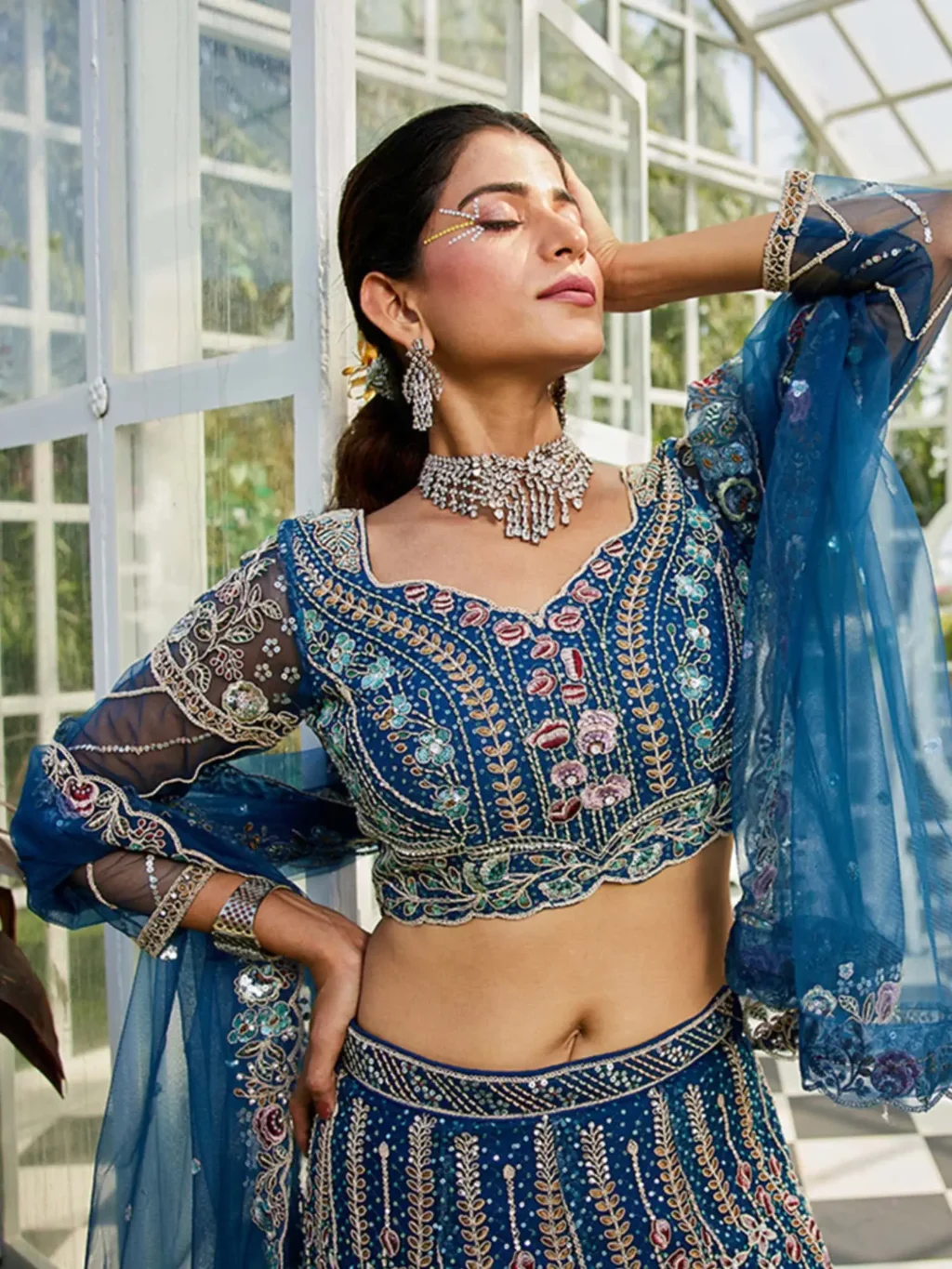 Navyblue Luxe Designer SemiStitched Lehenga Choli - Image 4