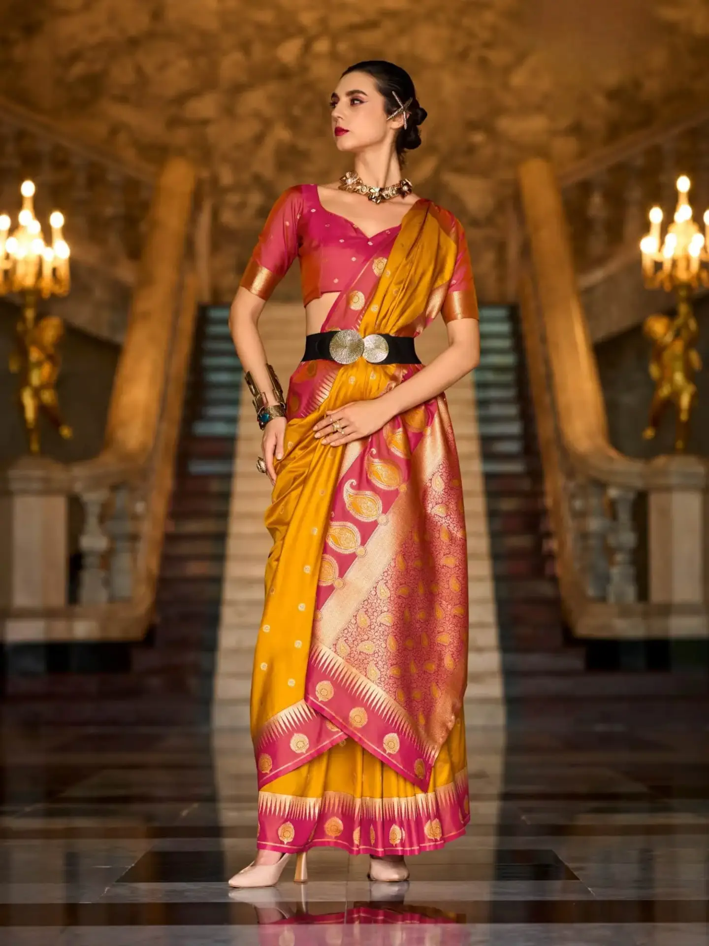 Mustard Soft Silk Saree