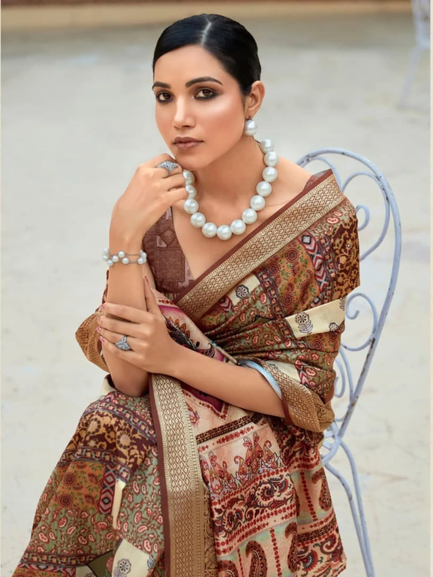 Light Brown Dola Handloom Silk Saree