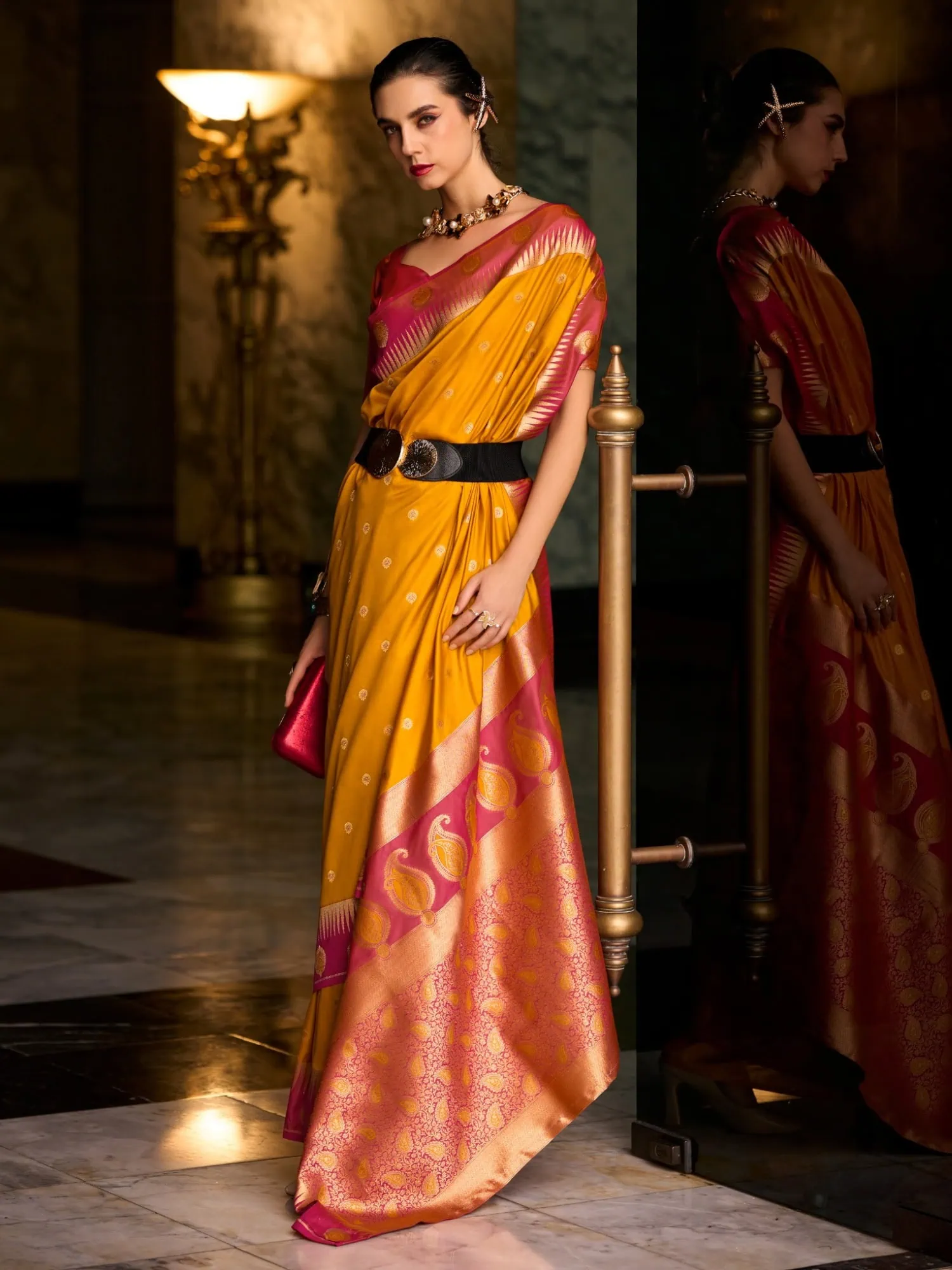 Mustard Soft Silk Saree