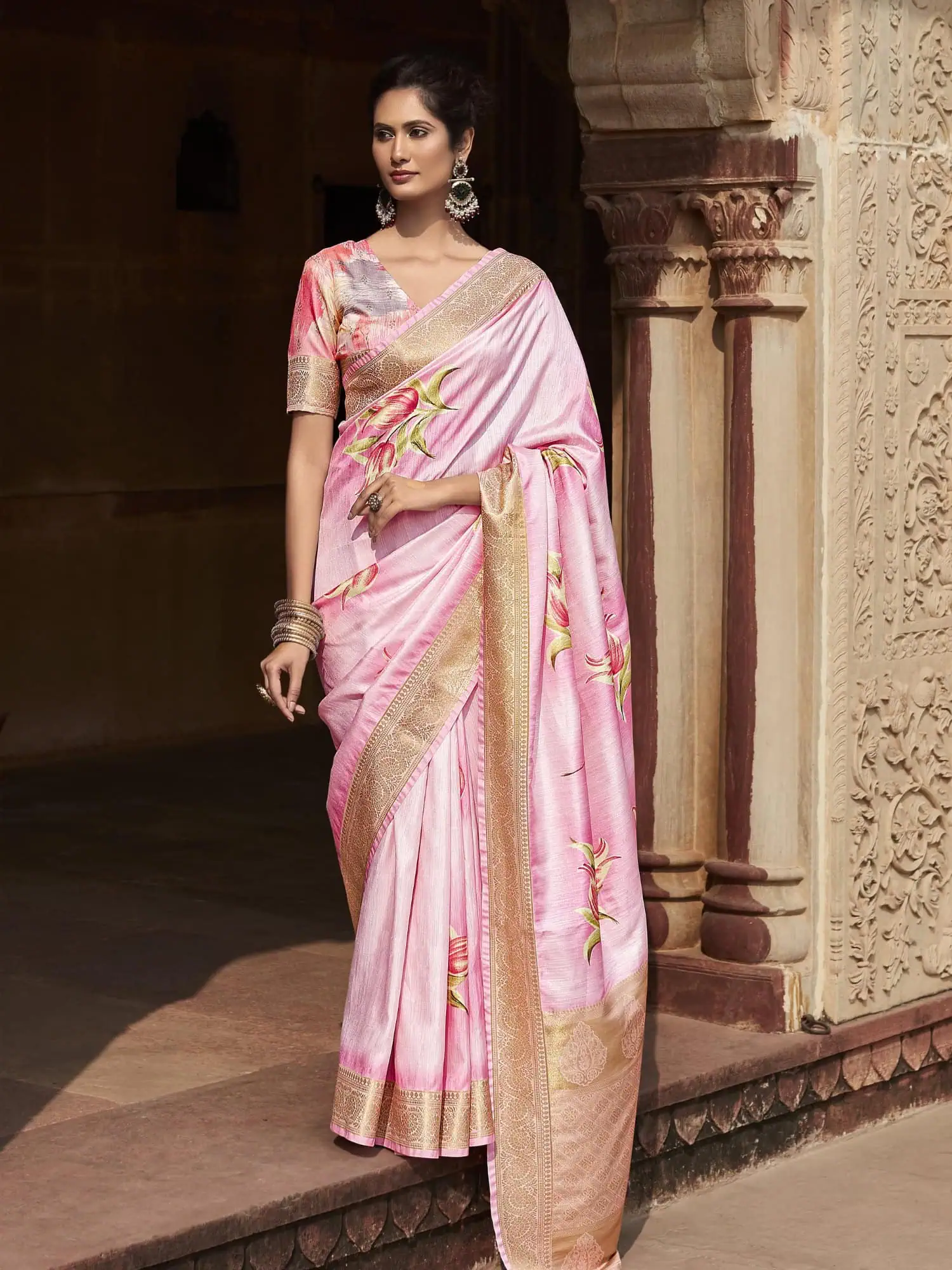 Pink Handloom Silk Saree