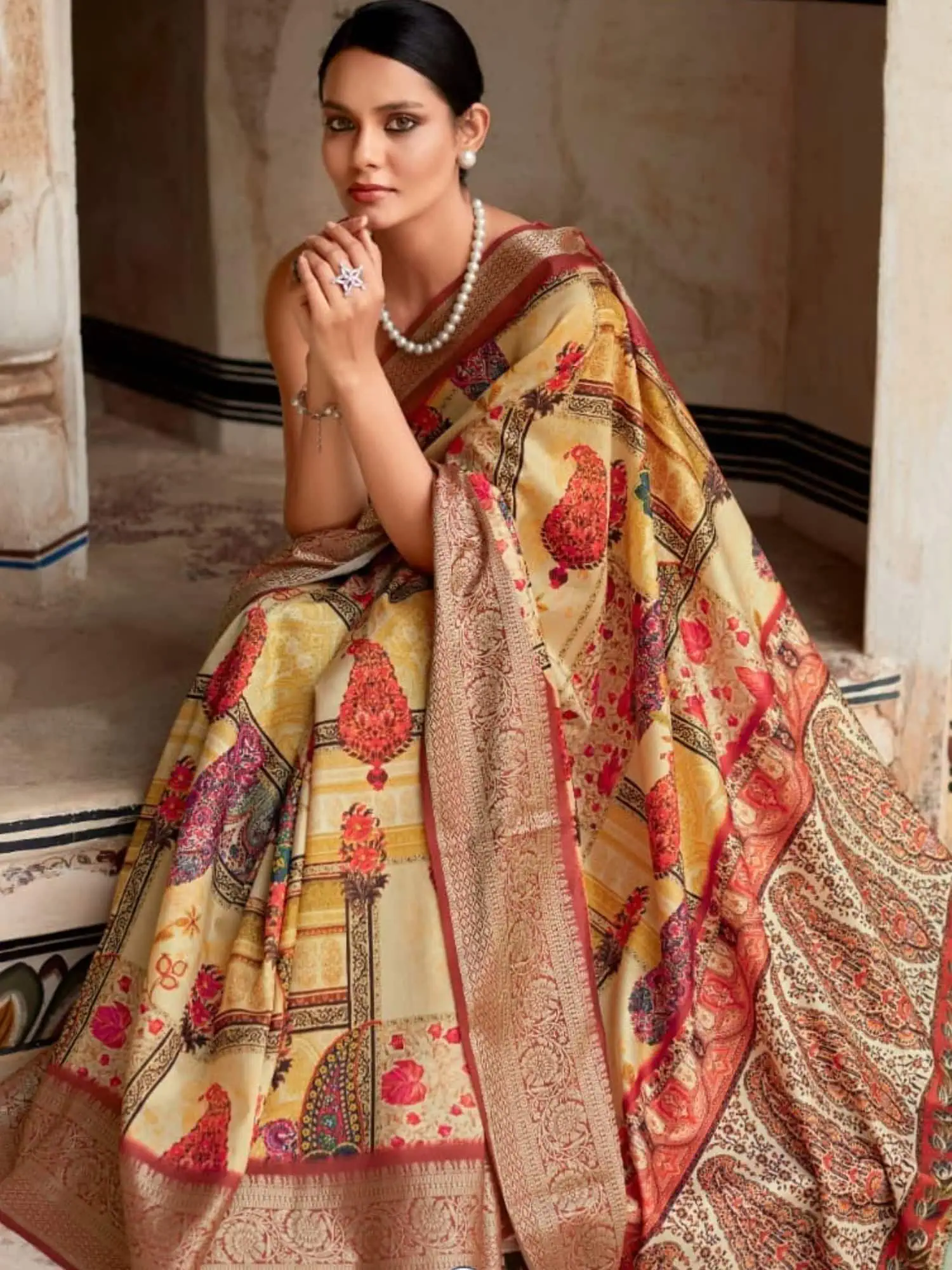 Yellow Dola Handloom Silk Saree