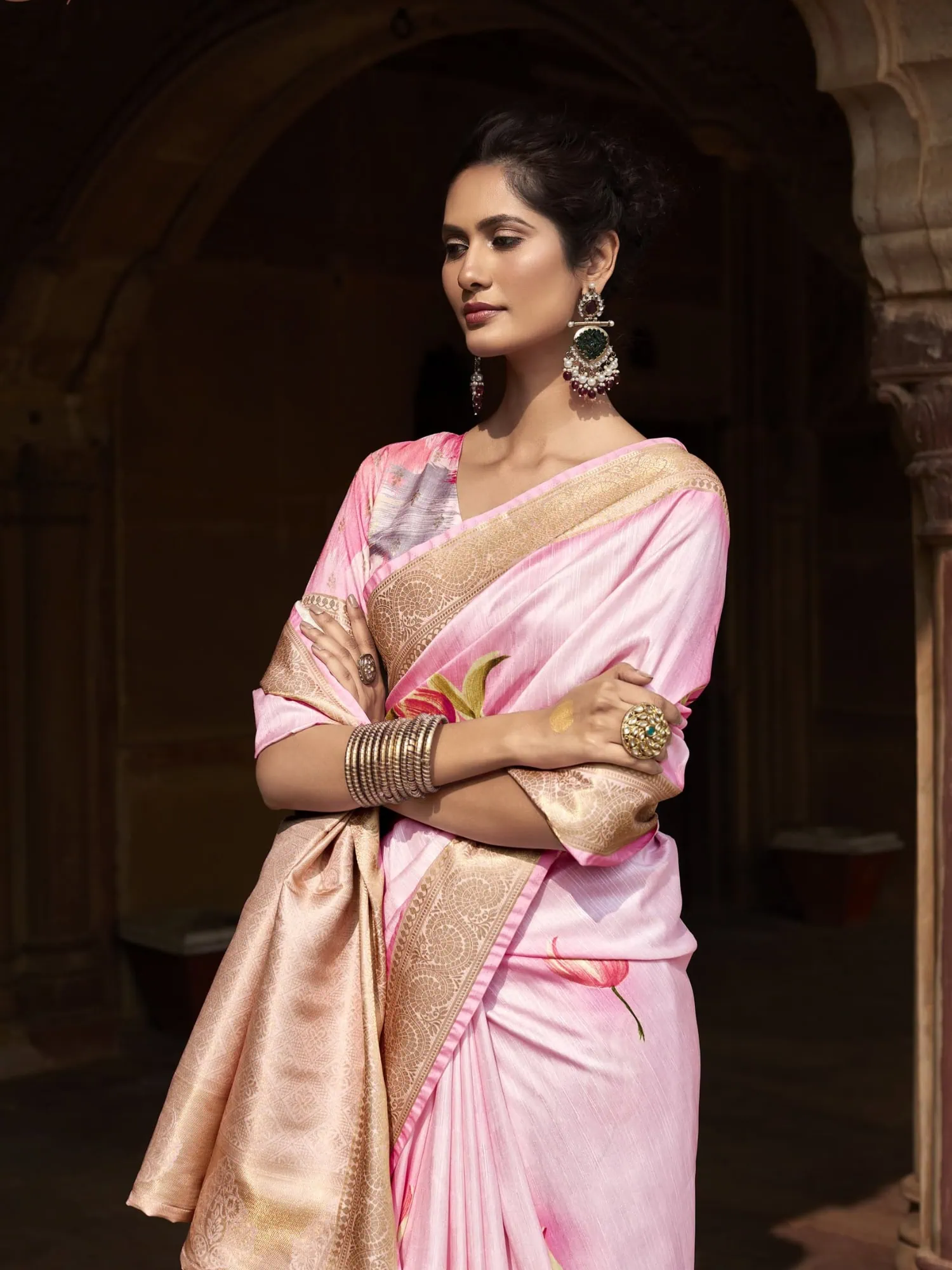 Pink Handloom Silk Saree