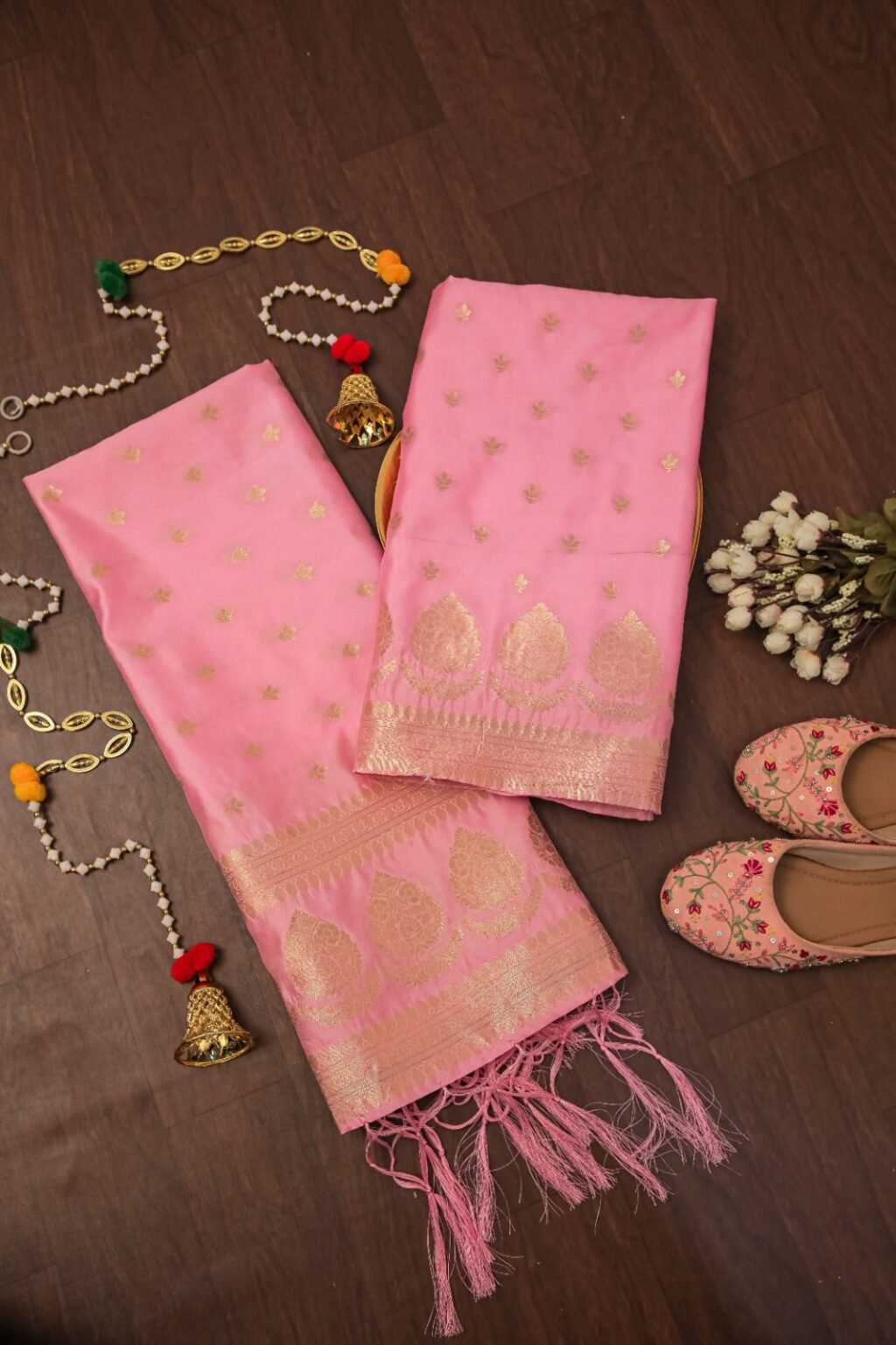 Graceful Light Pink Banarasi Silk Unstitched Salwar Suit