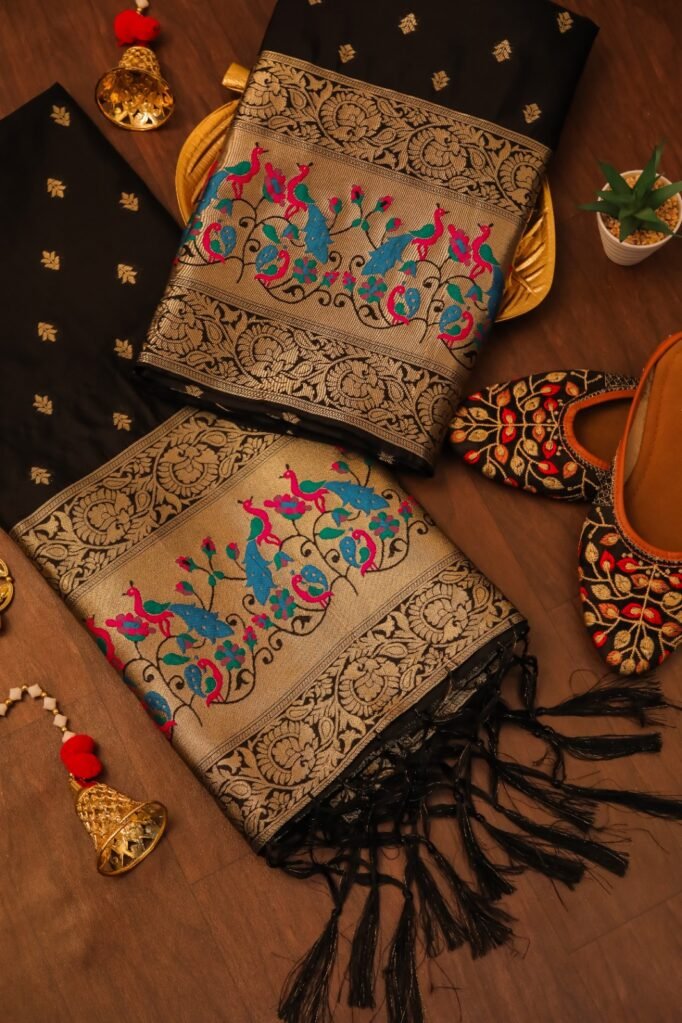 Stylish Black Banarasi Unstitched Salwar Suit in premium Chanderi Suits