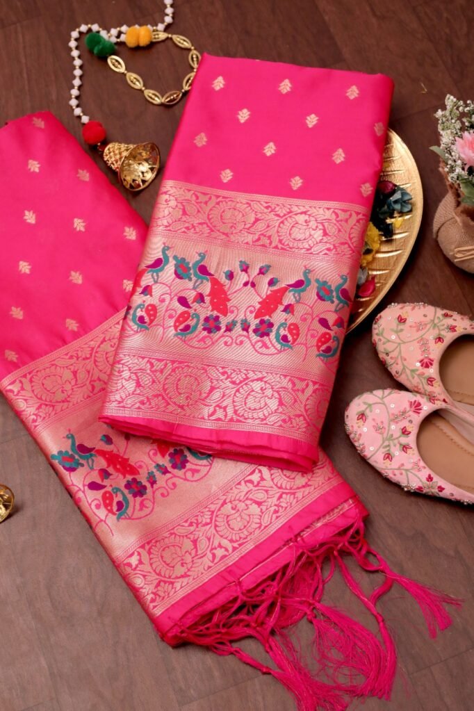 Stylish Pink Banarasi Unstitched Salwar Suit in premium Chanderi Suits