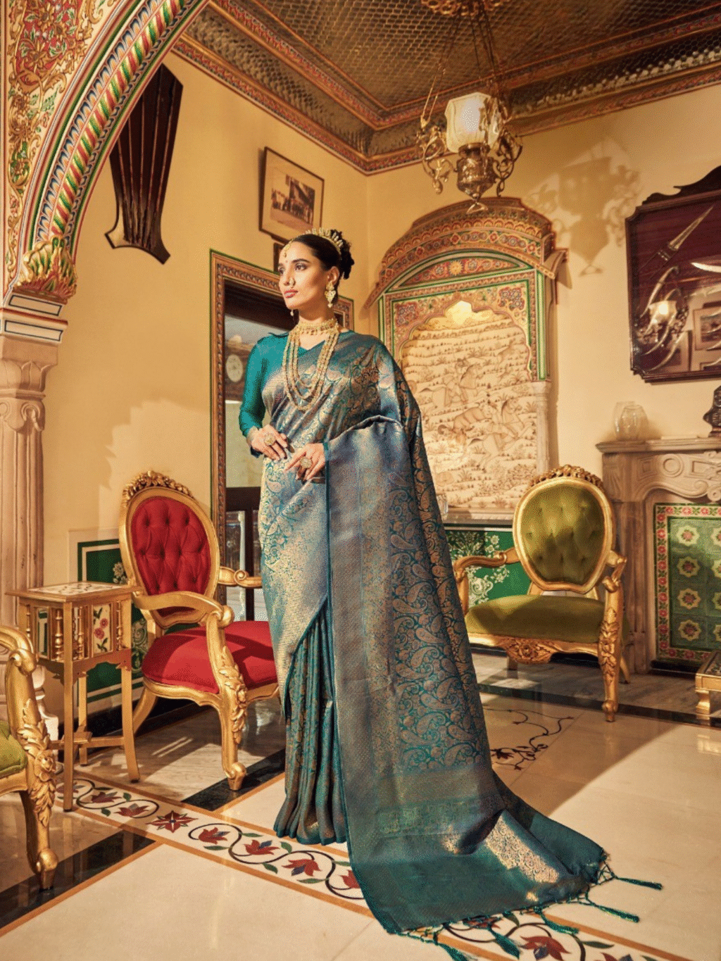 Green Green Soft Saree for Women - Designer Traditional Saree