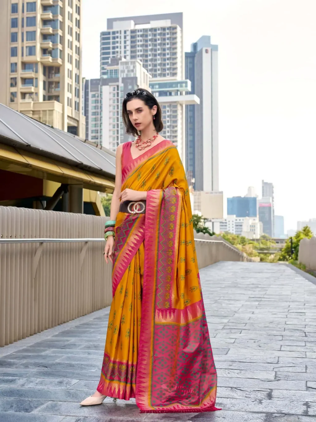 Yellow Soft Silk Saree for Women - Designer Traditional Saree