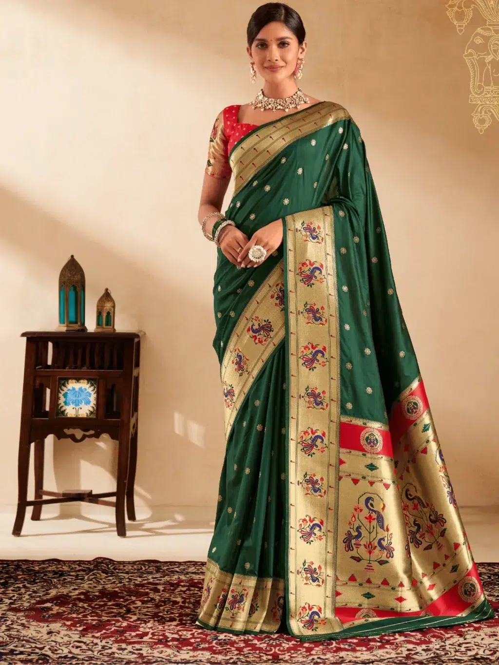 Green  Green Paithani Saree for Women - Designer Traditional Saree