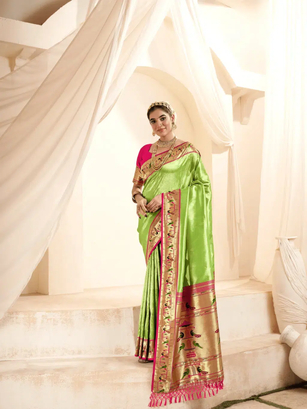 Green Green Paithani Saree for Women - Designer Traditional Saree