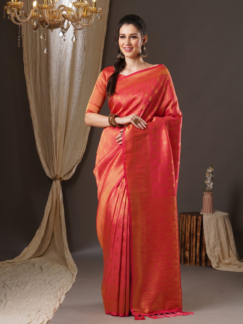 Kanjeevaram Pink Flowing Georgette Saree - Georgette Saree
