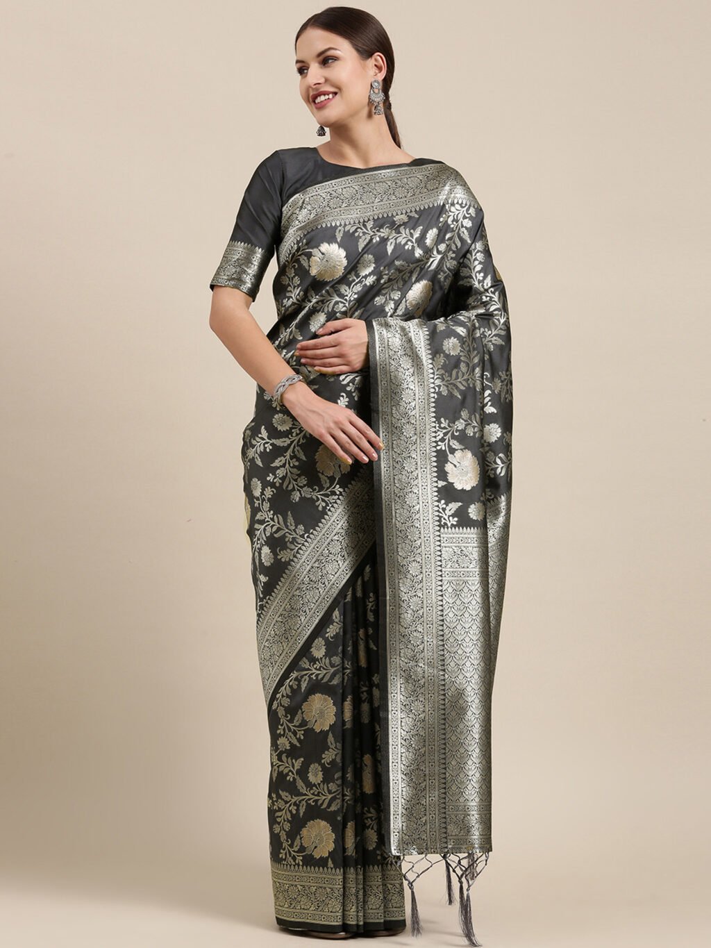 Timeless Black Banarasi Silk Saree - Sarees