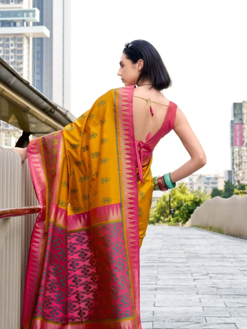 Yellow Soft Silk Saree - Image 3