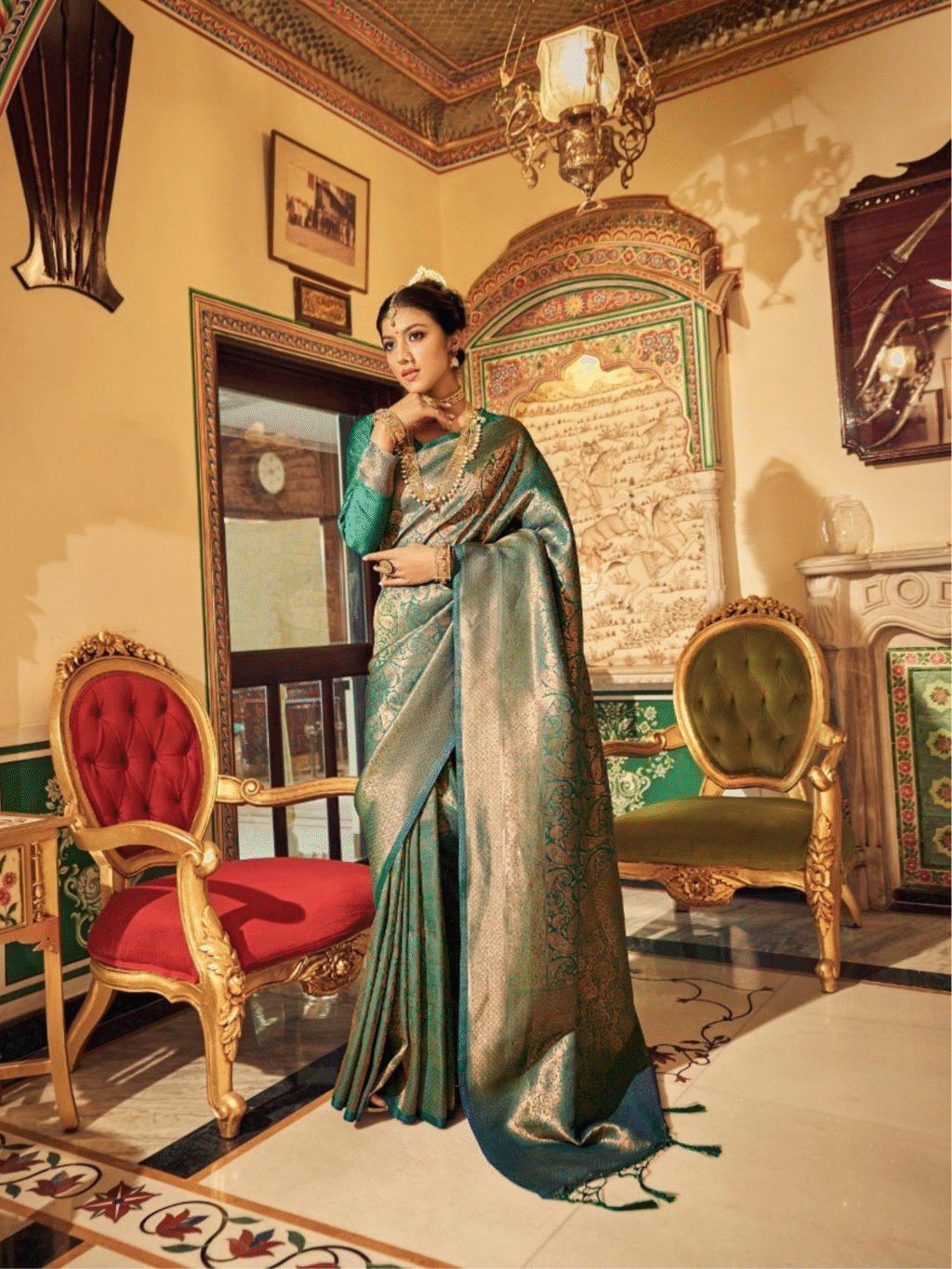 Green Green Soft Saree for Women - Designer Traditional Saree