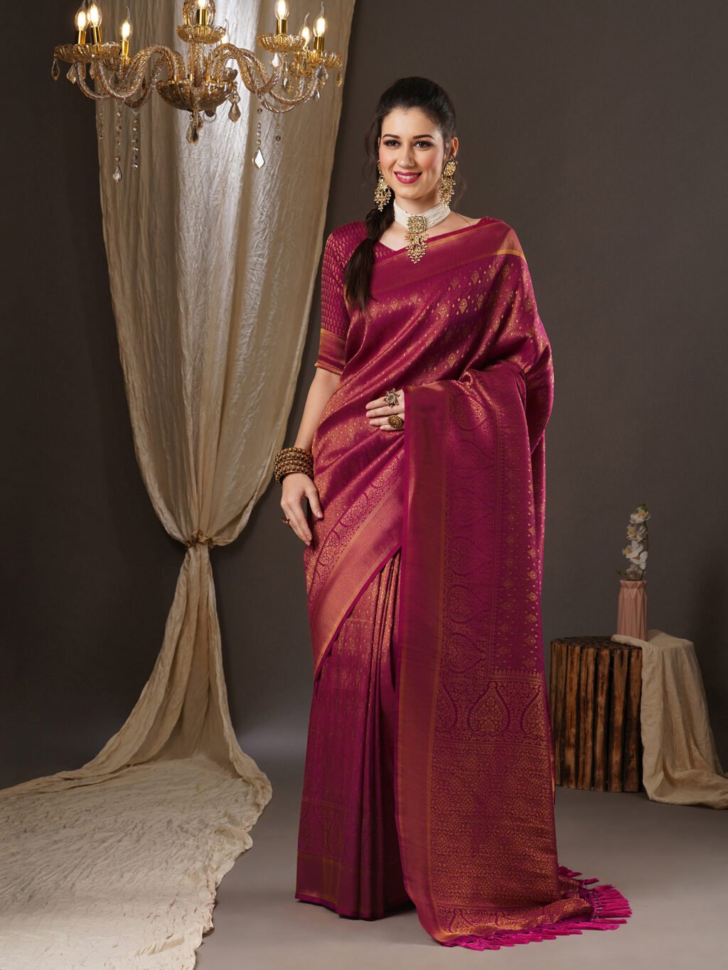 Exquisite Pink Georgette Kanjeevaram Saree - Georgette Saree