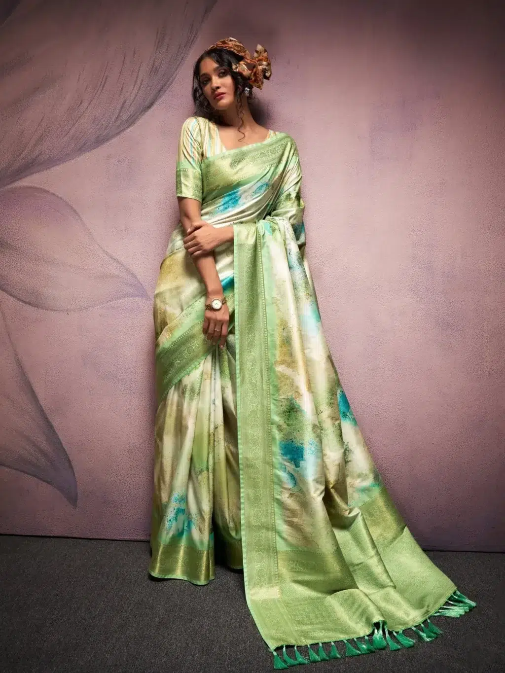Green Handloom Silk Saree for Women - Designer Traditional Saree