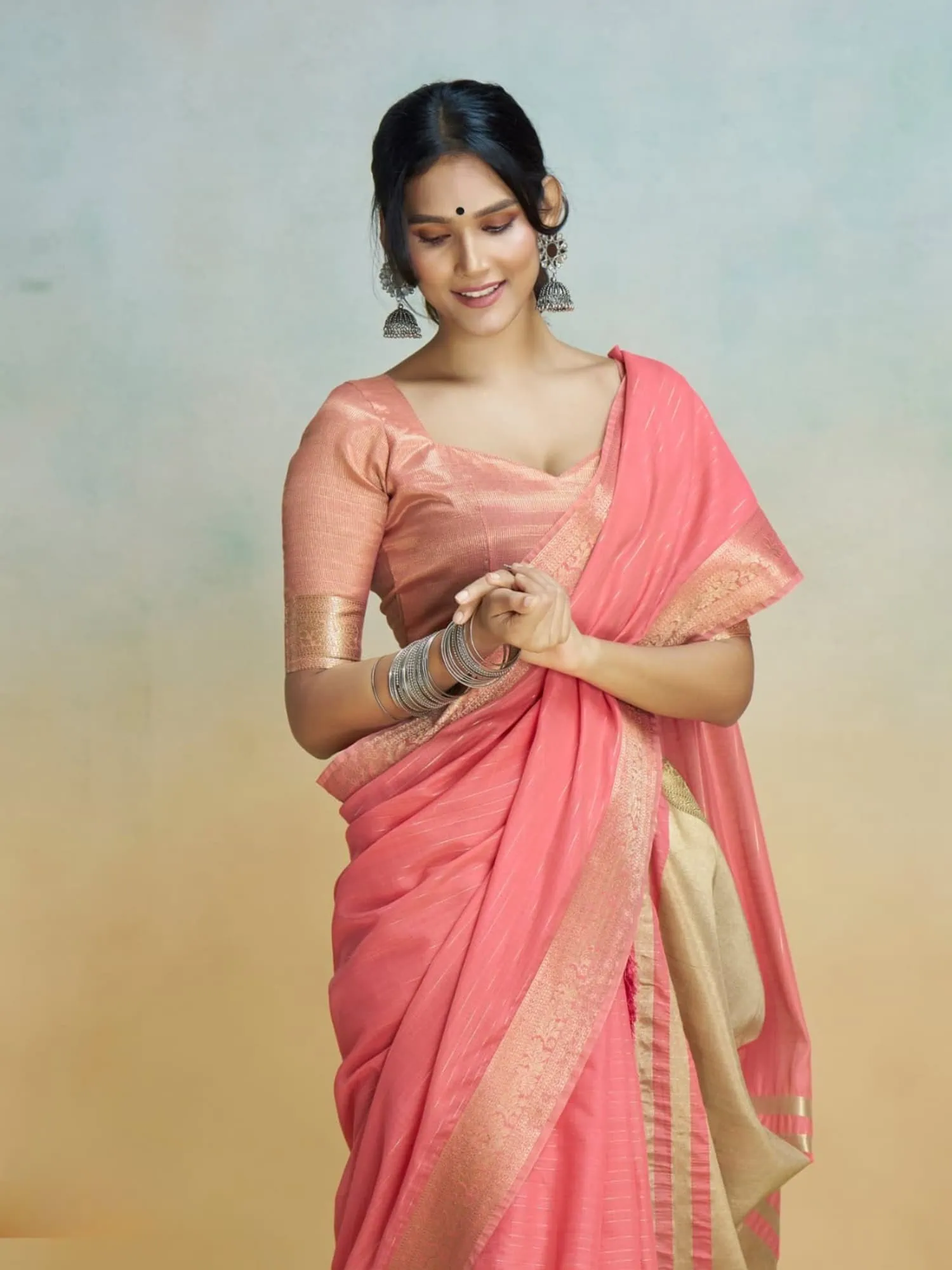 Pink Handloom Khadi Silk Saree