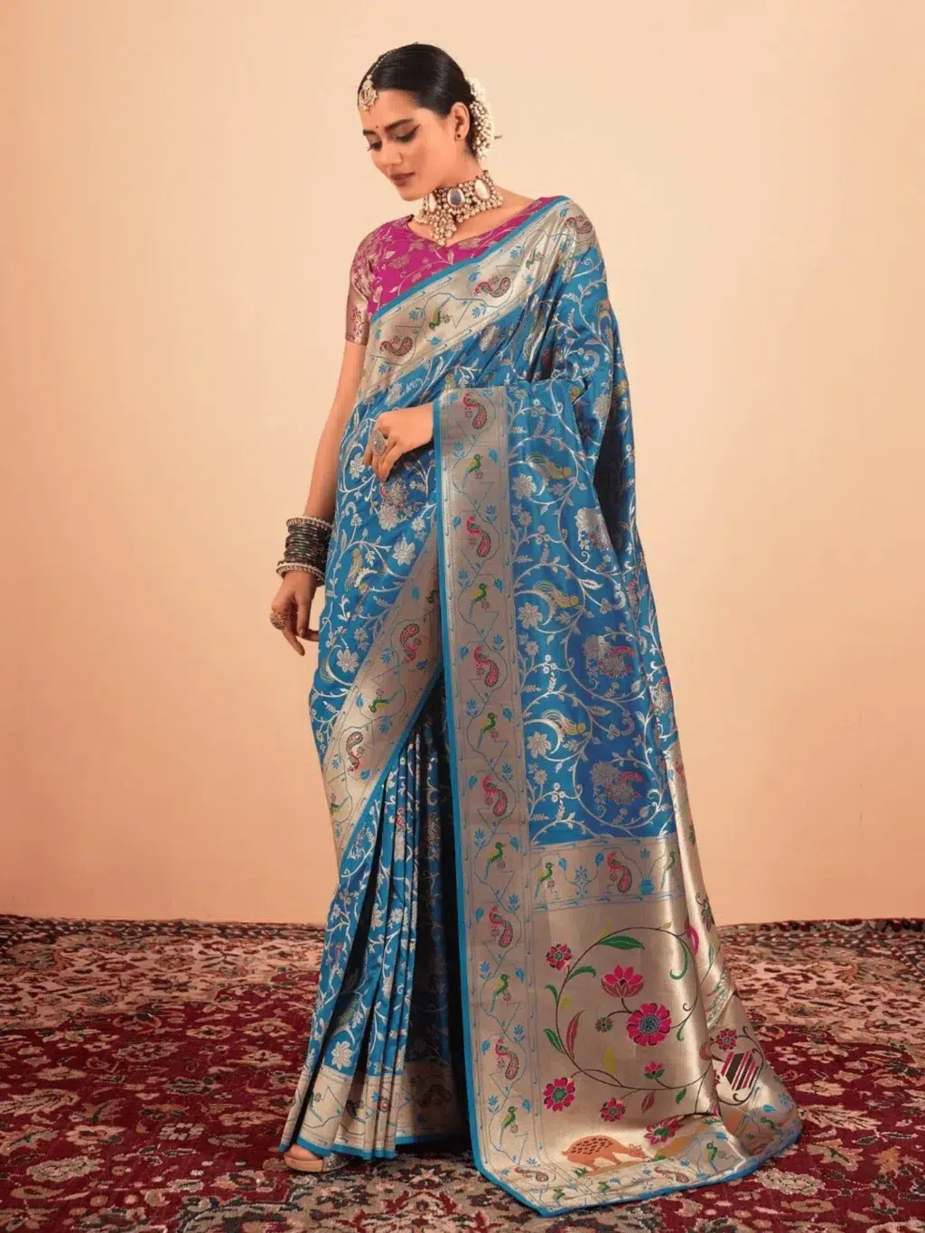 Blue Blue Pathani Saree for Women - Designer Traditional Saree