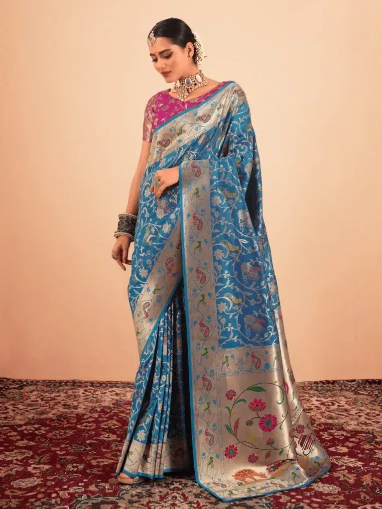 Blue Blue Pathani Saree for Women - Designer Traditional Saree