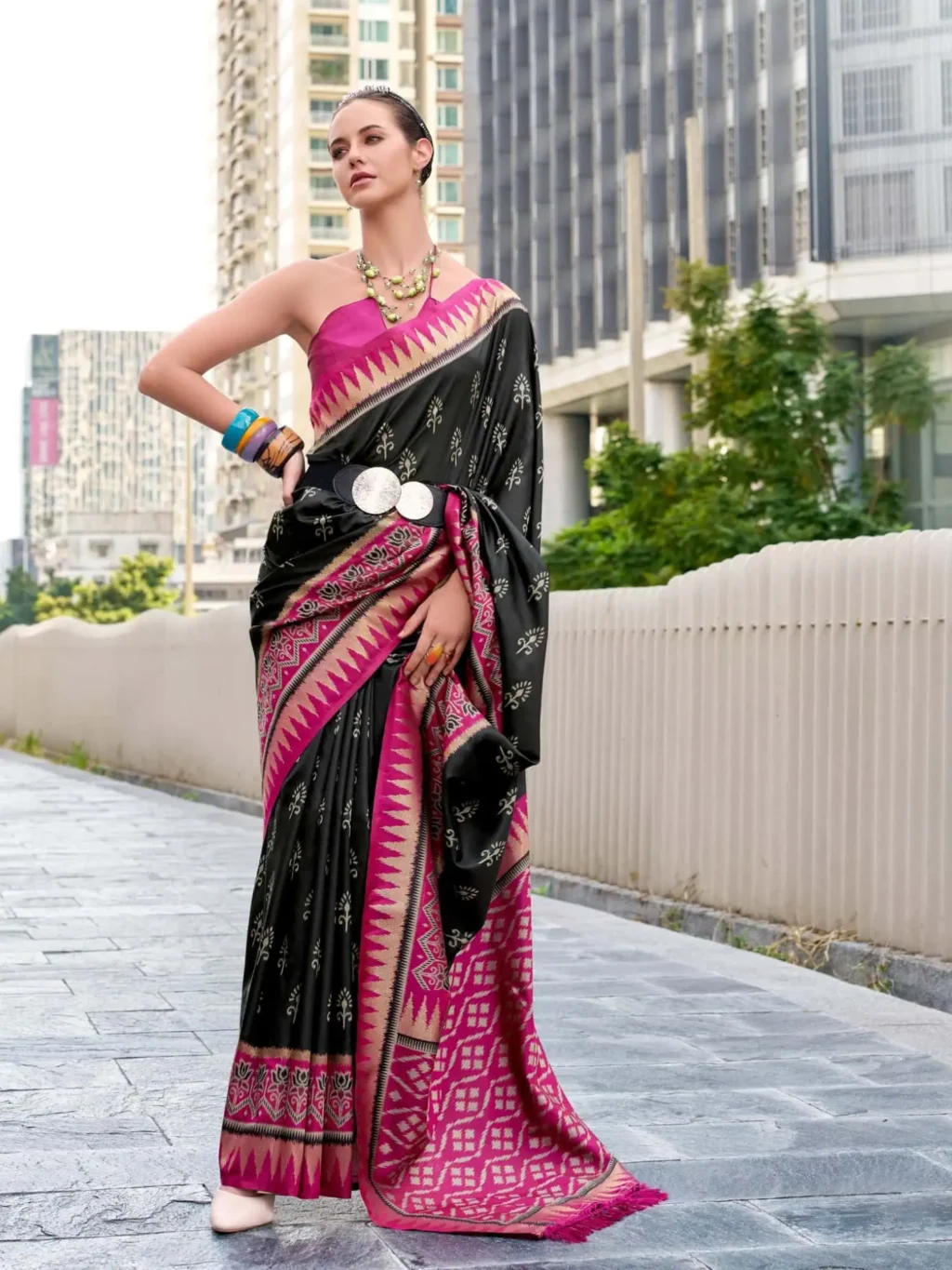 Black Soft Silk Saree for Women - Designer Traditional Saree