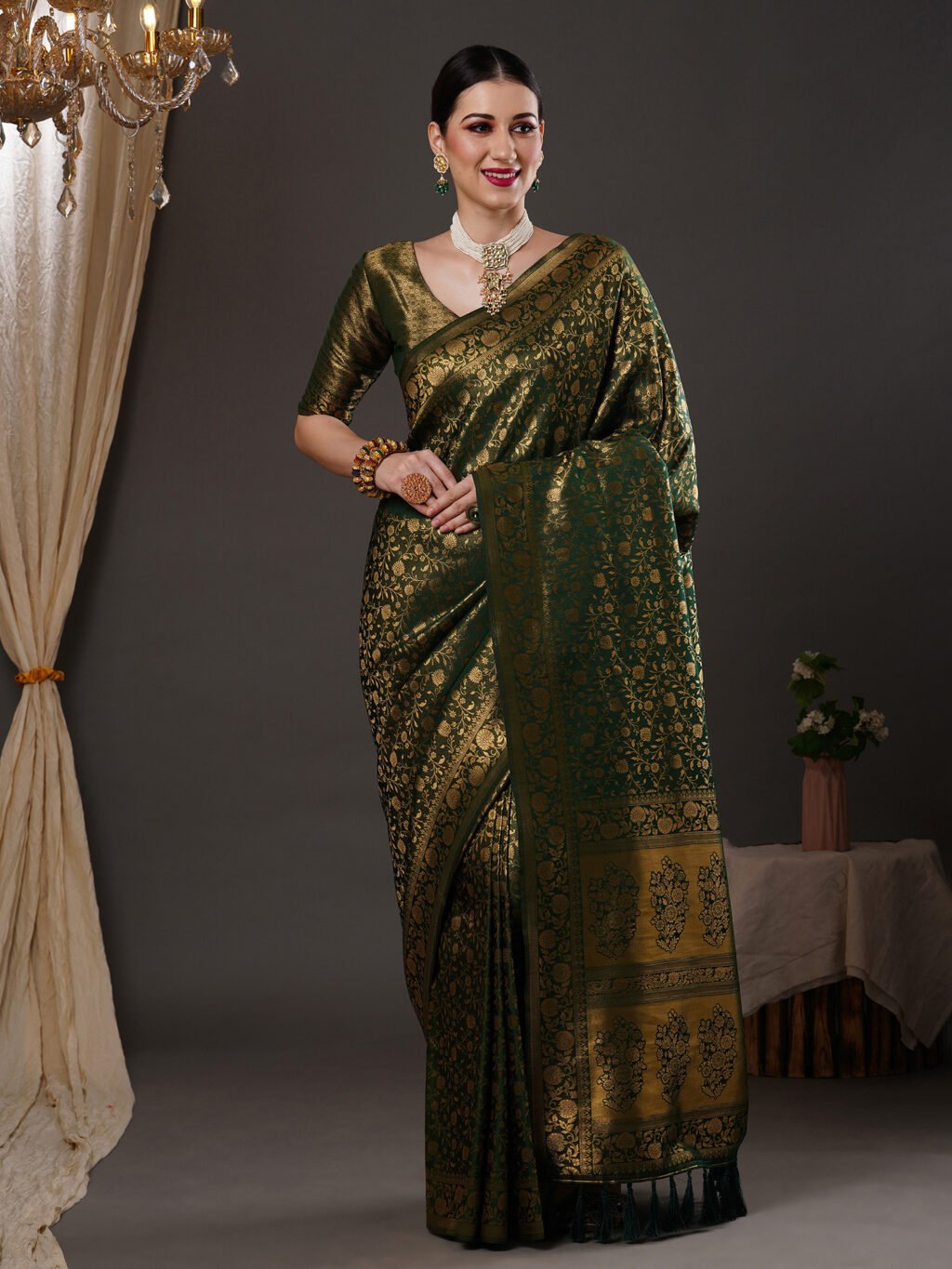 Timeless Green Kanjeevaram Silk Saree - Sarees