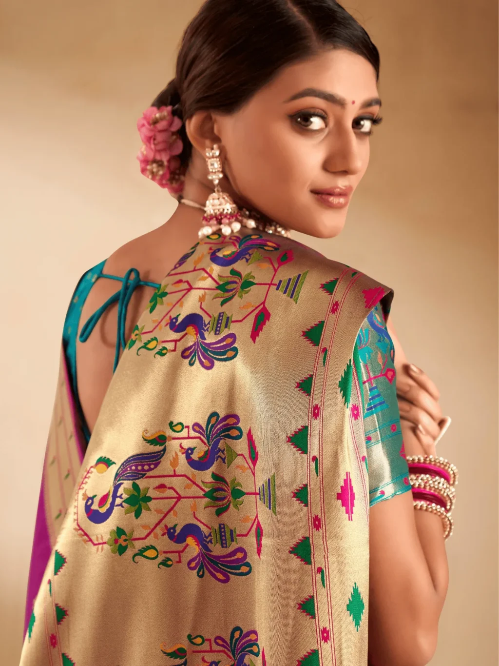 Purple Paithani Silk Saree - Image 3
