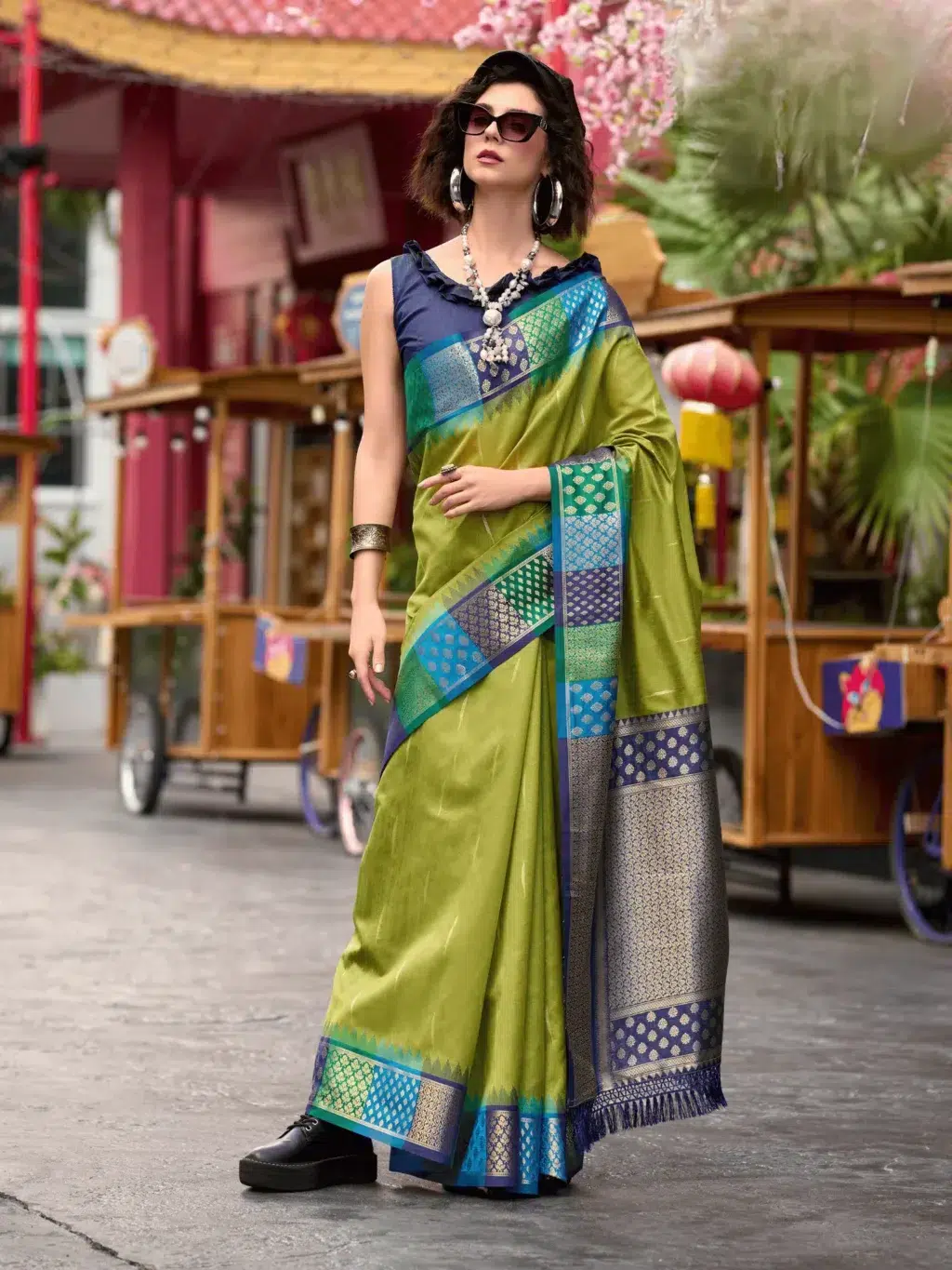 Green Pure Banarasi Saree for Women - Designer Traditional Saree