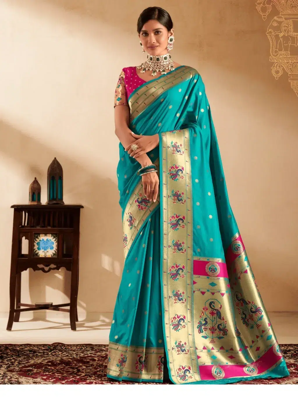 Blue  Blue Paithani Saree for Women - Designer Traditional Saree