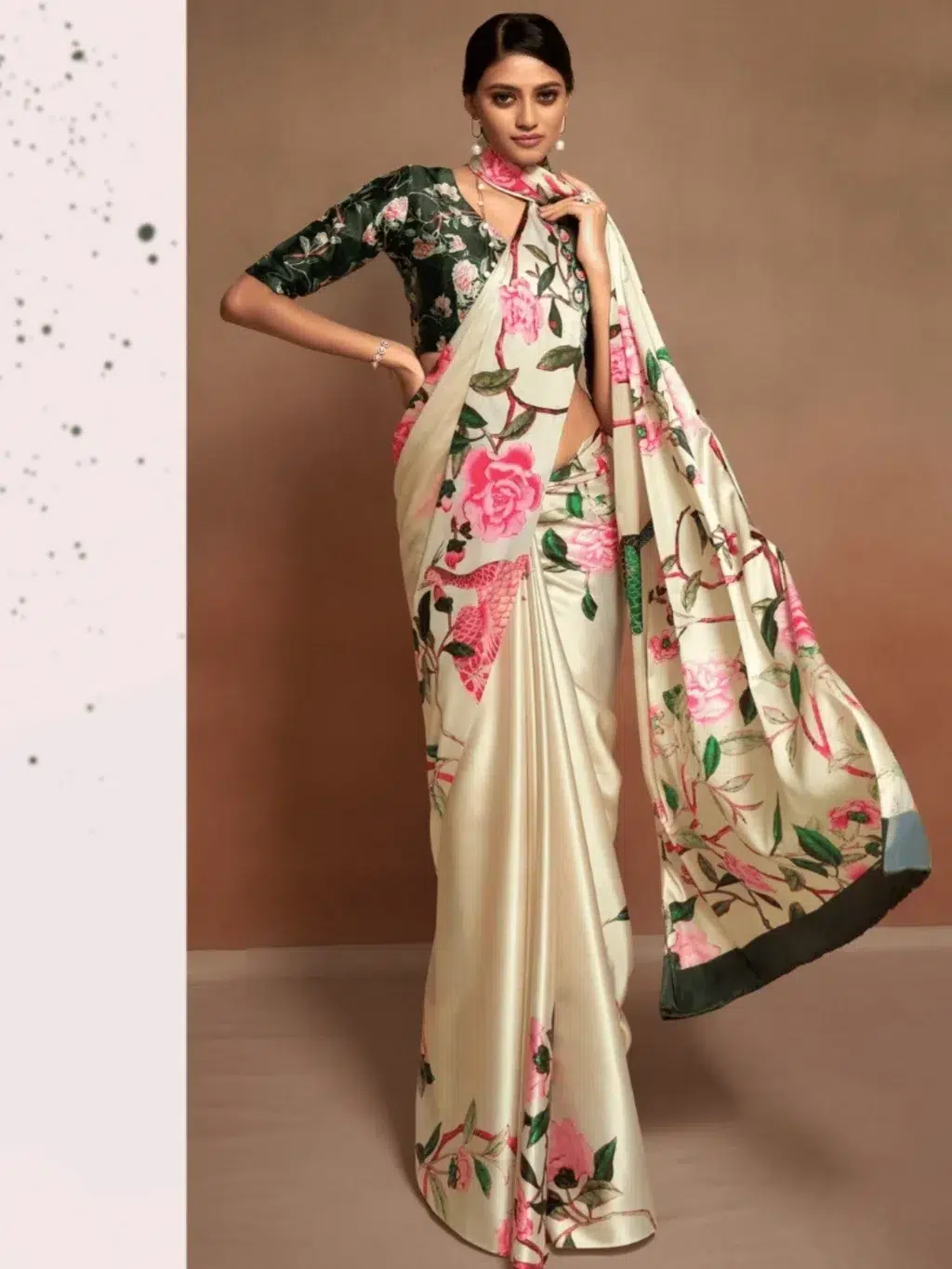 Cream  Crape Saree for Women - Designer Traditional Saree