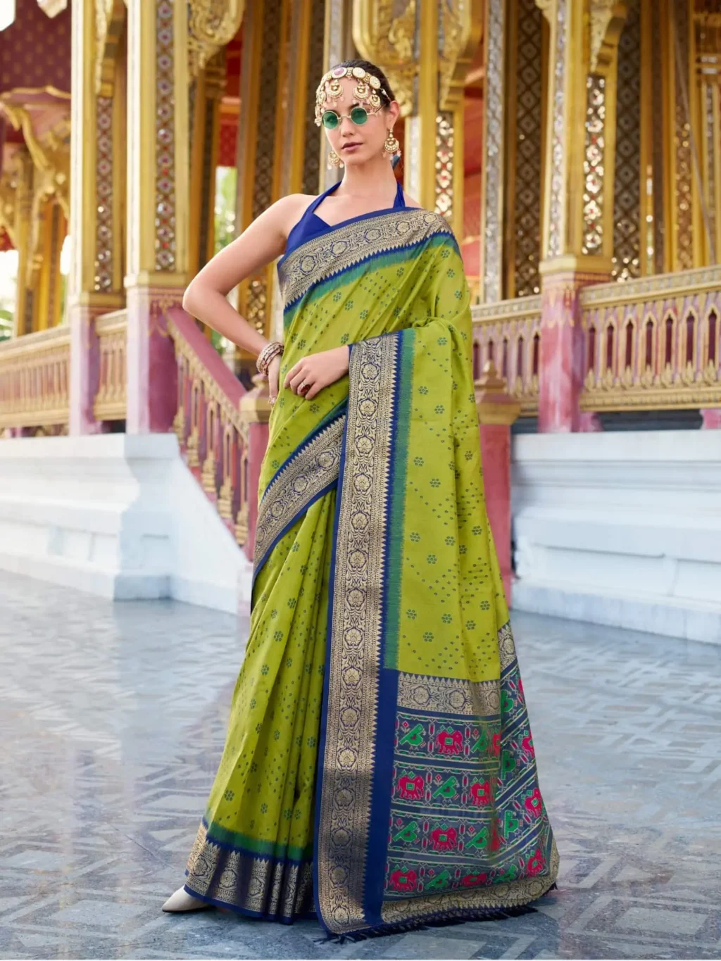 Green Green Tusser Saree for Women - Designer Traditional Saree