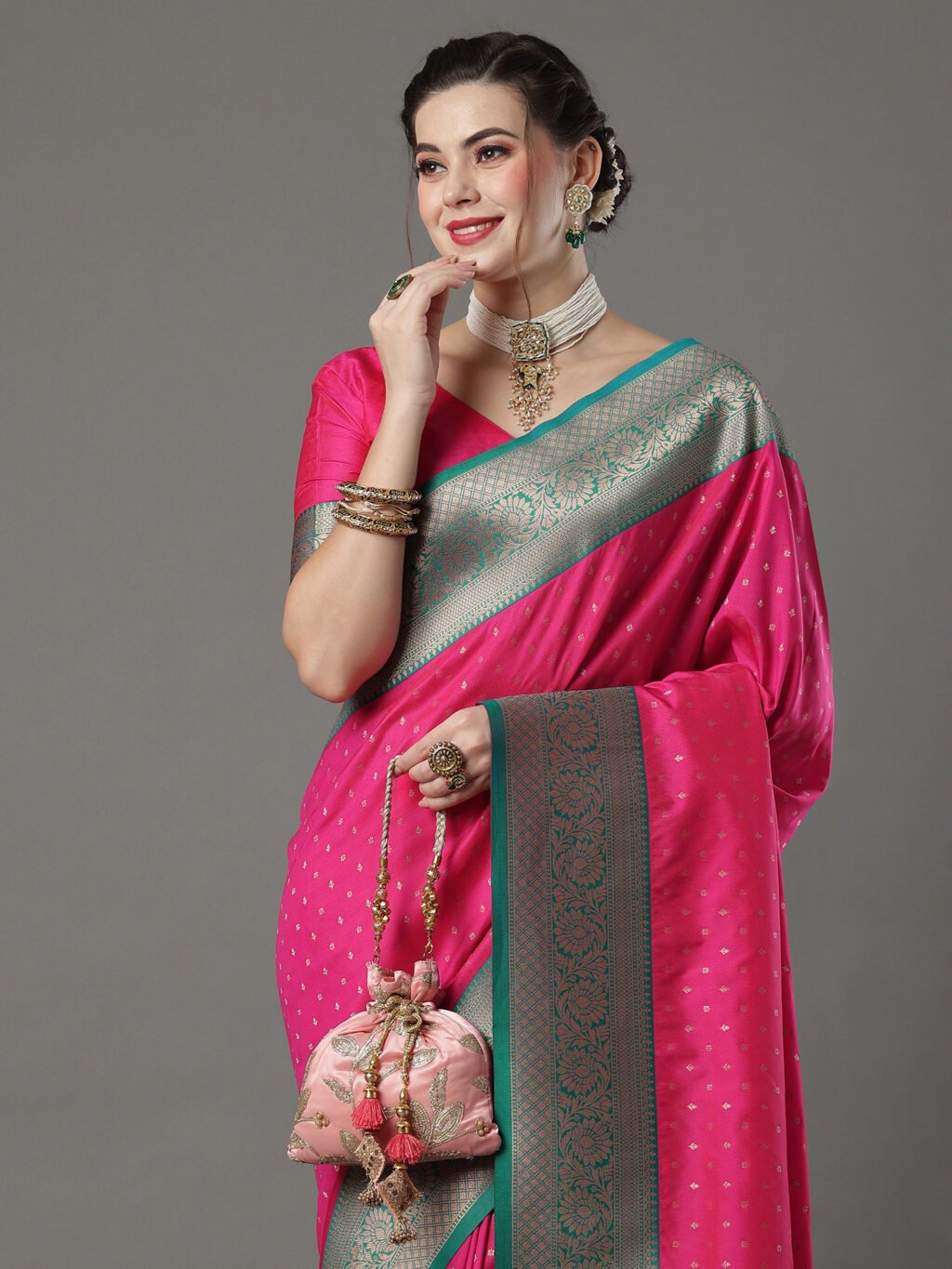 Regal Pink Kanjeevaram Silk Saree - Sarees
