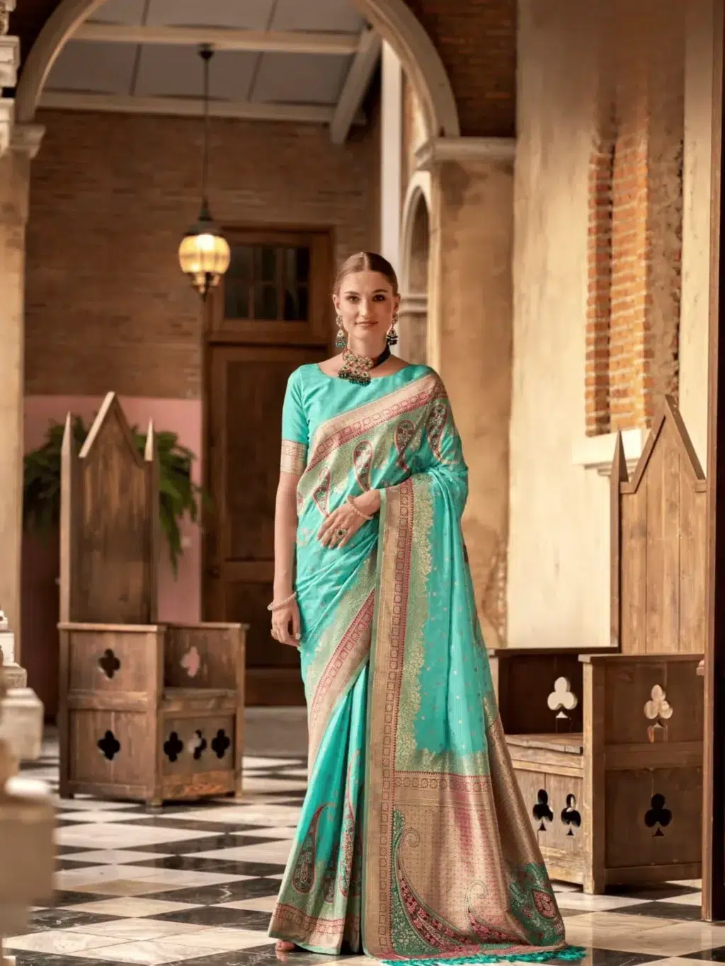 Green Green Yellow Saree for Women - Designer Traditional Saree