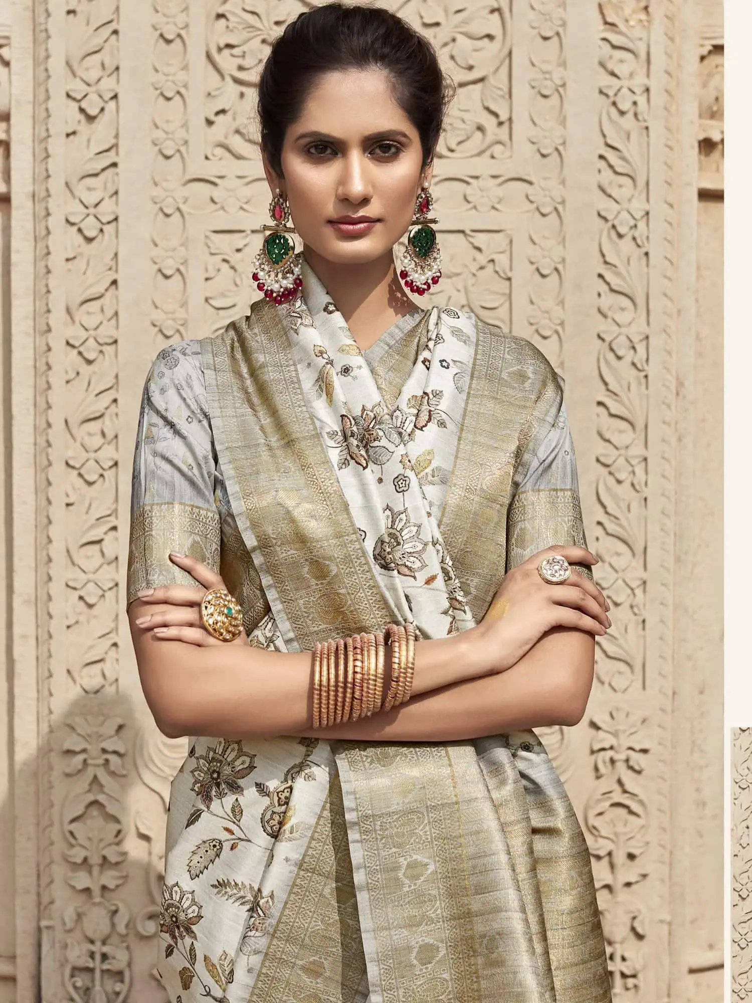 Grey Handloom Silk Saree