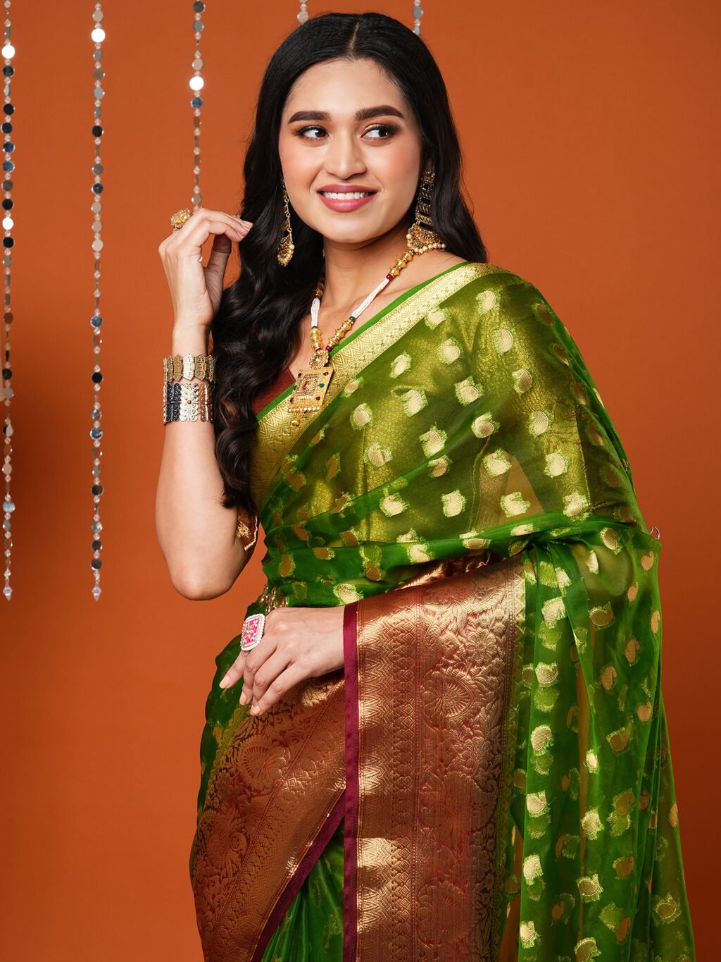 Timeless Green Banarasi Organza Wedding Saree - Organza Saree