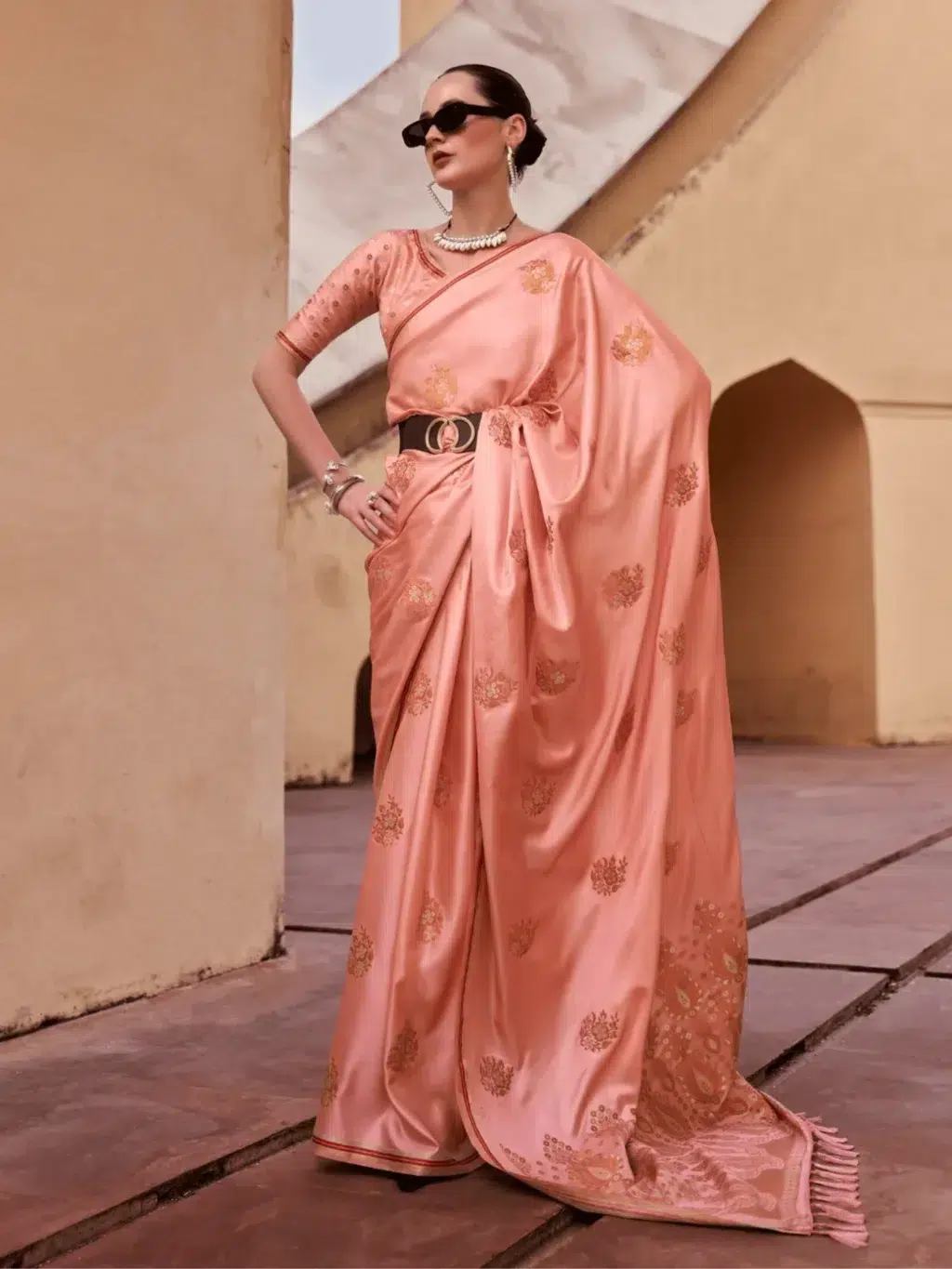 Pink Pure Sattin Saree for Women - Designer Traditional Saree